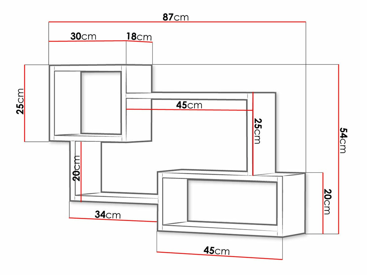 Fali polc Sarasota 106 (Beton + Fehér)
