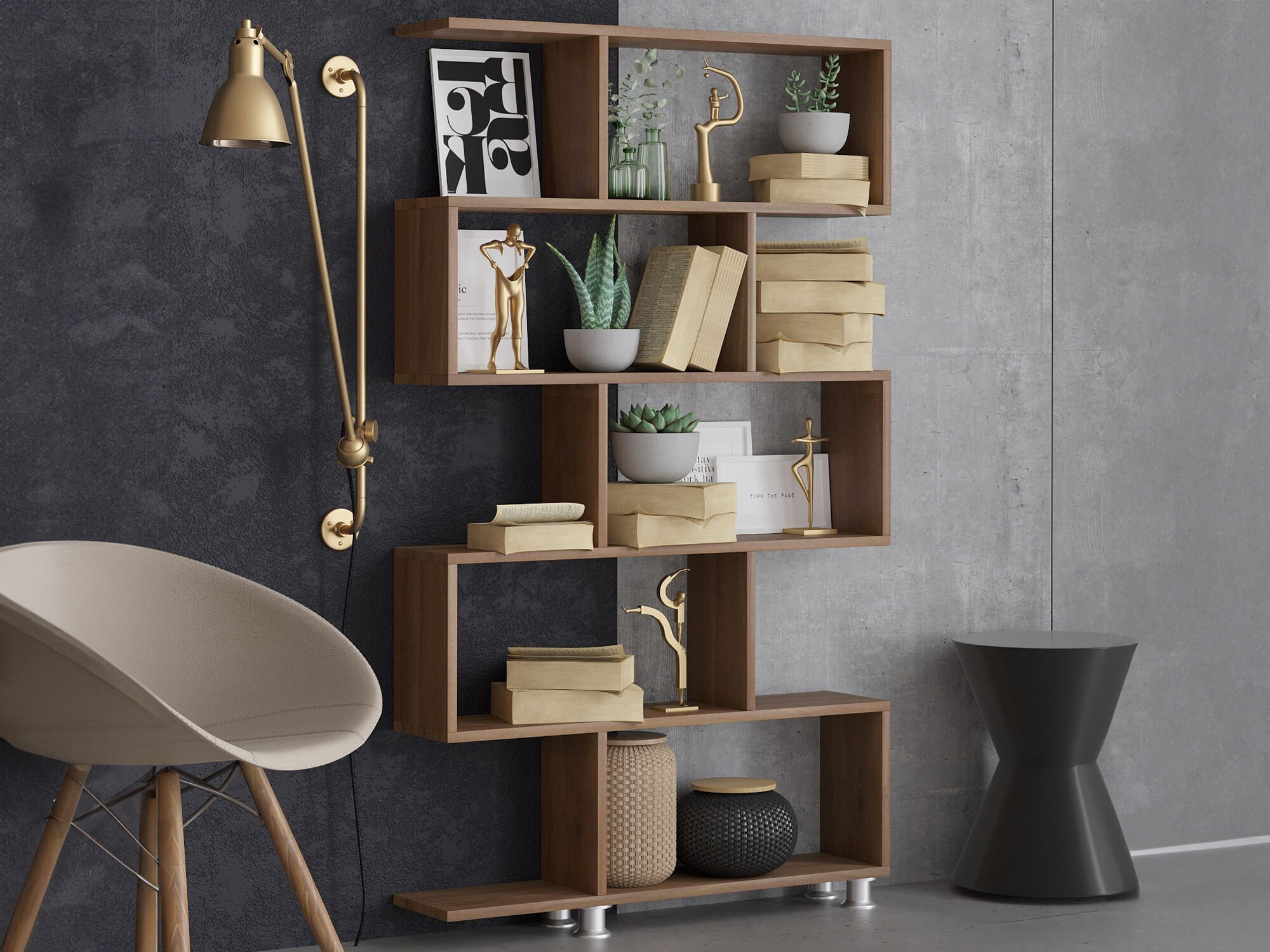 Könyvespolc Kailua 1042 (Dió)