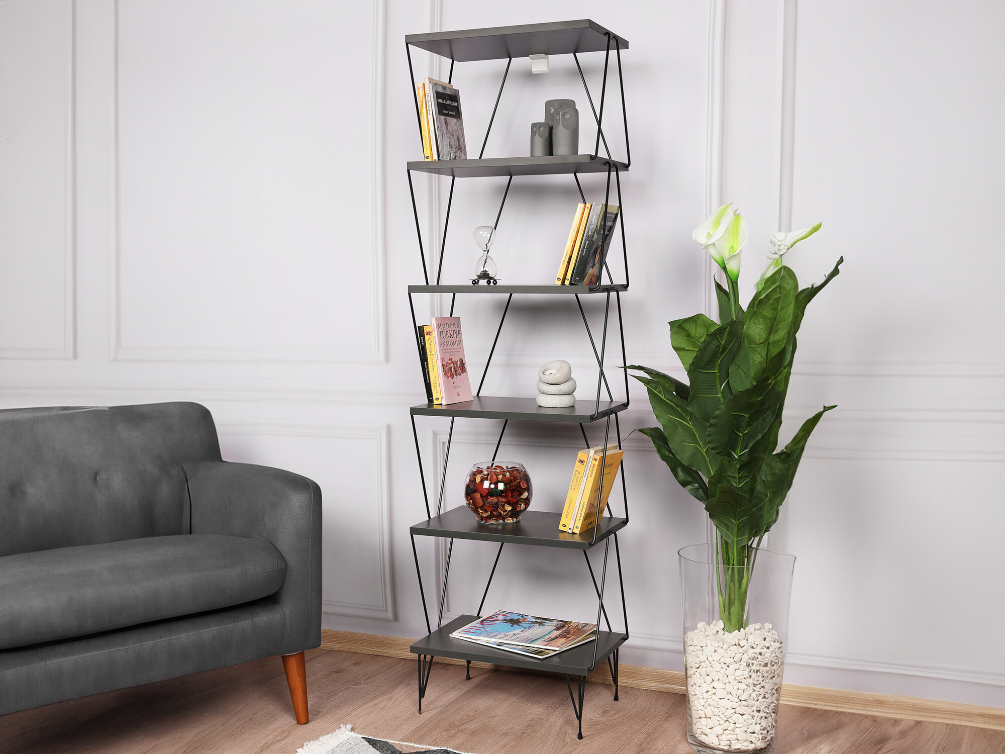 Könyvespolc Kailua 1044 (Antracit)