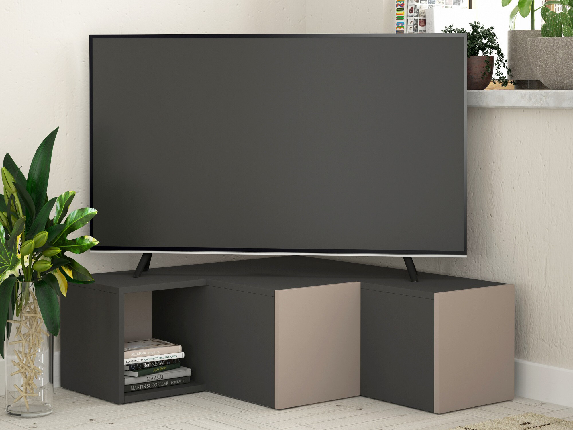 TV-állvány Kailua 1058 (Antracit + Világosbarna)