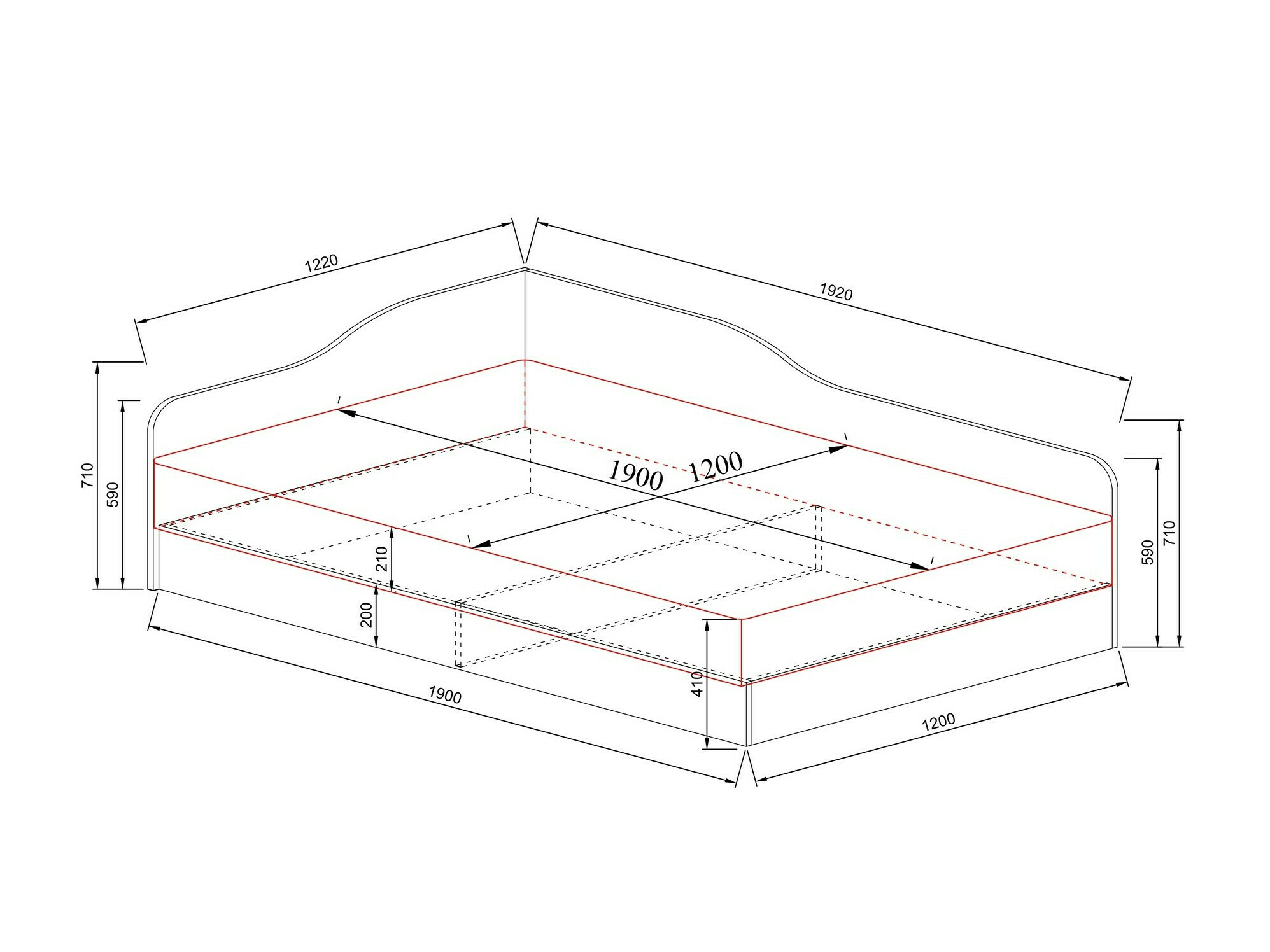 Ágy Etfela 116 (Sonoma tölgy)