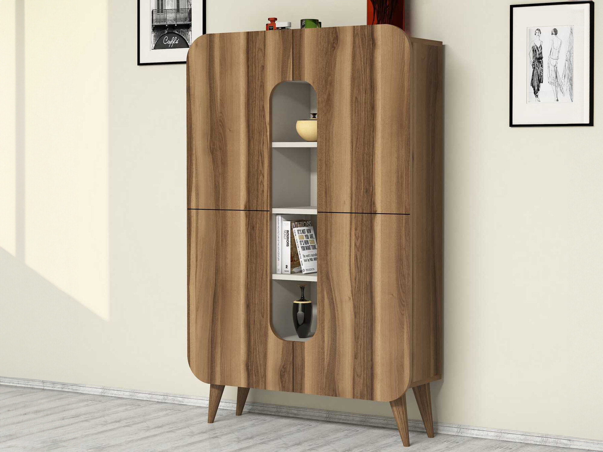 Könyvespolc Kailua 340 (Dió + Krém)