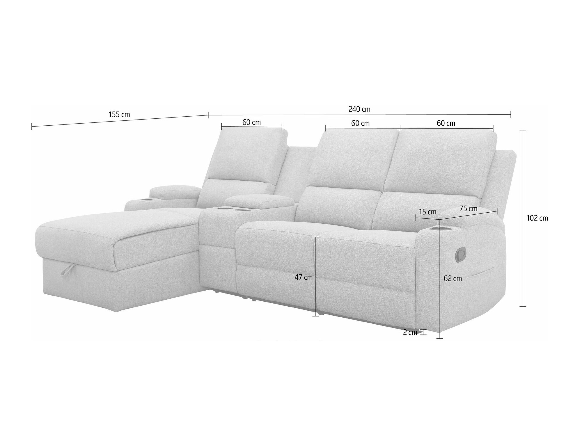 Relax sarokkanapé Denton 1368 (Antracit)