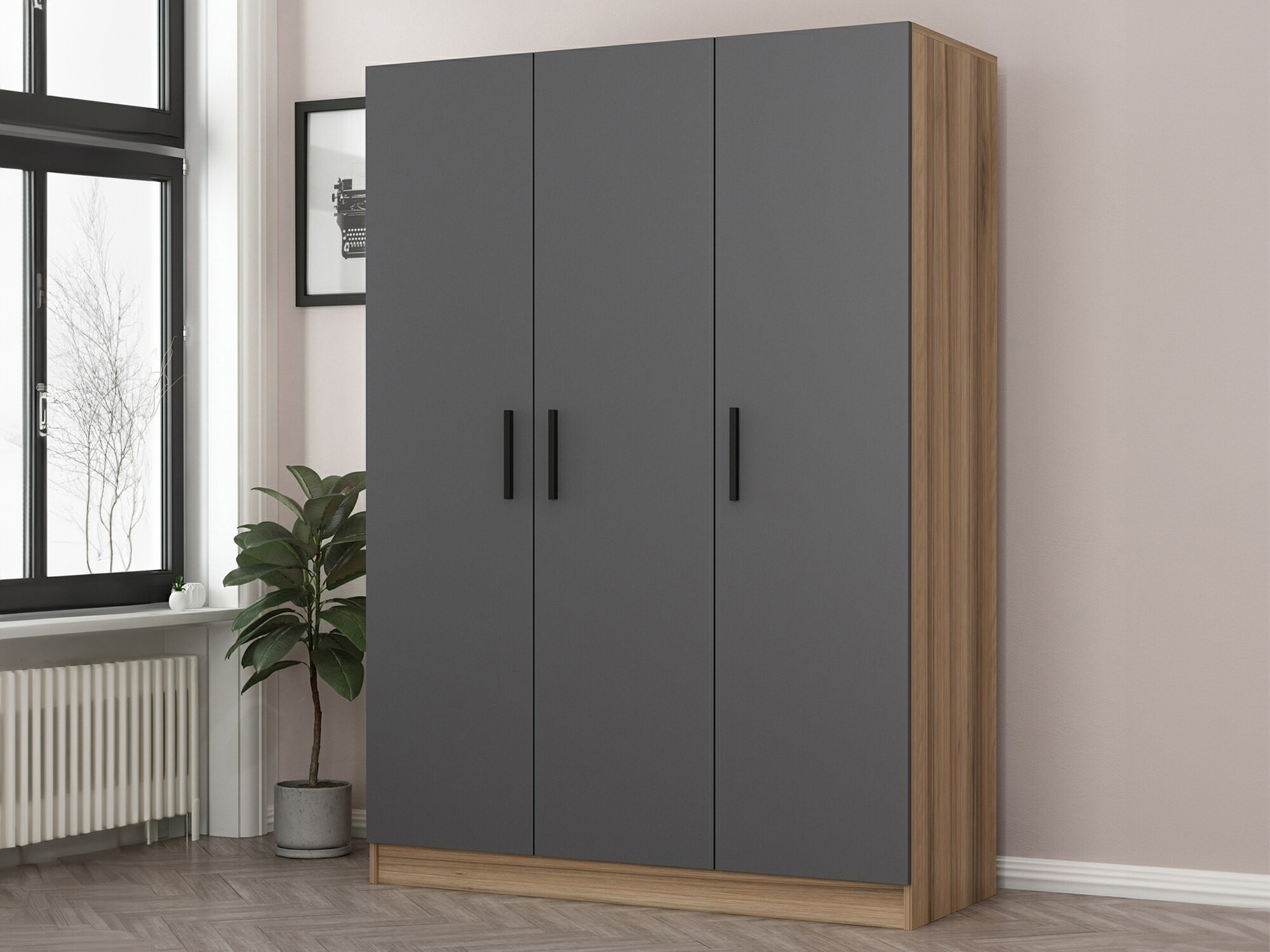 Gardróbszekrény Kailua L123 (Antracit + Tölgy)