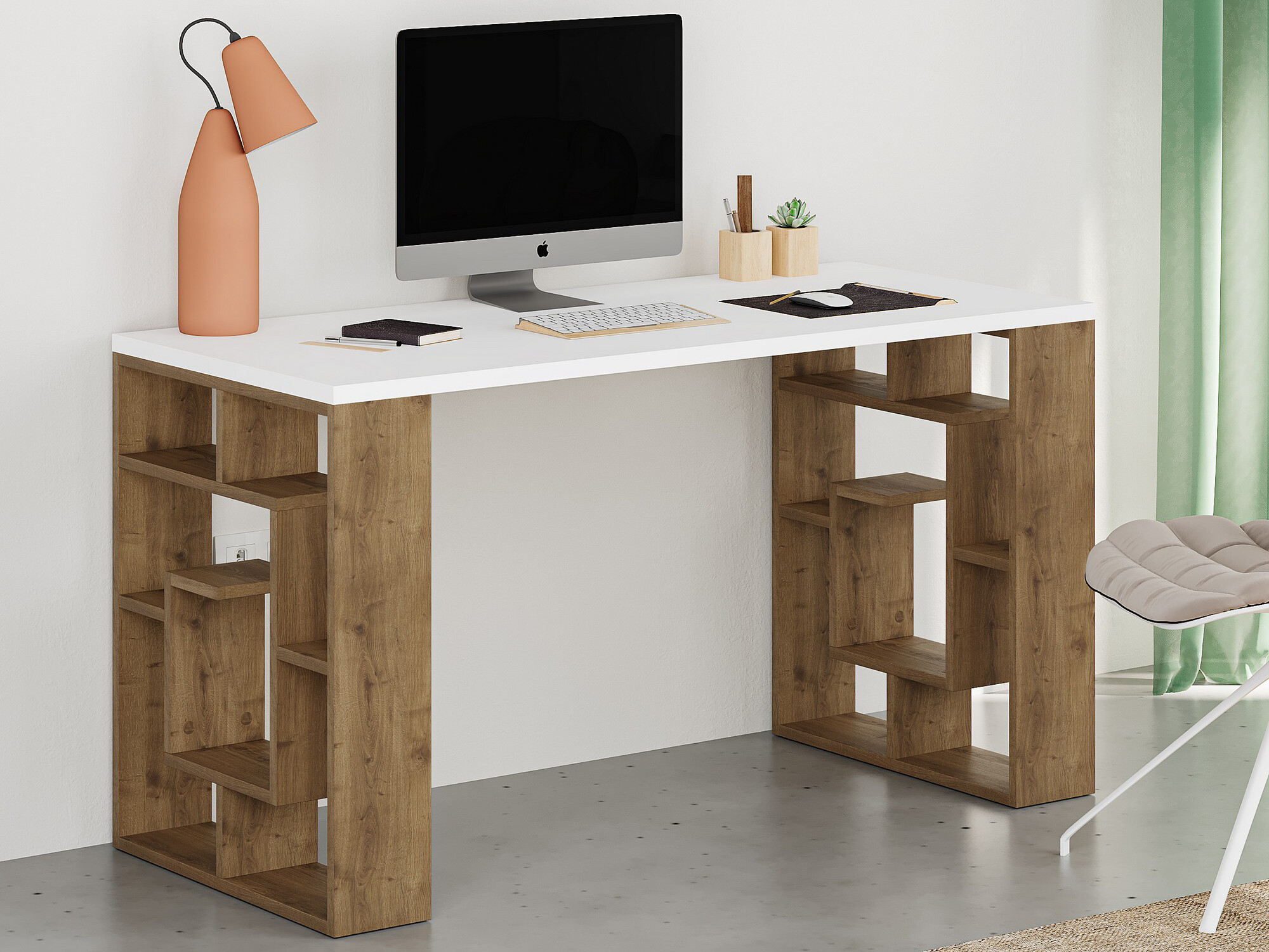 Íróasztal Kailua 813 (Fehér + Sötét tölgy)