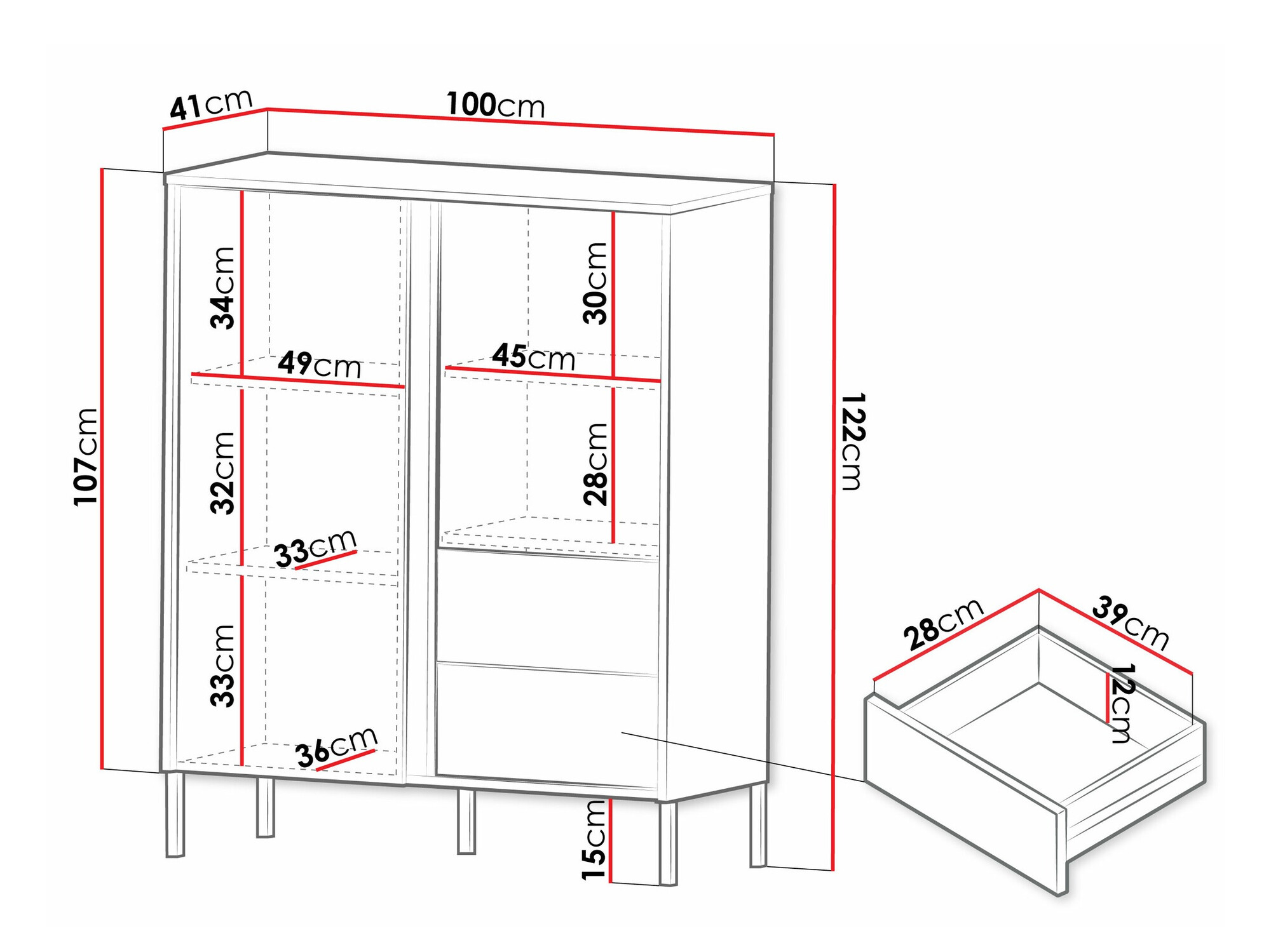 Komód Lumiri 100 (Tölgy + Fekete)