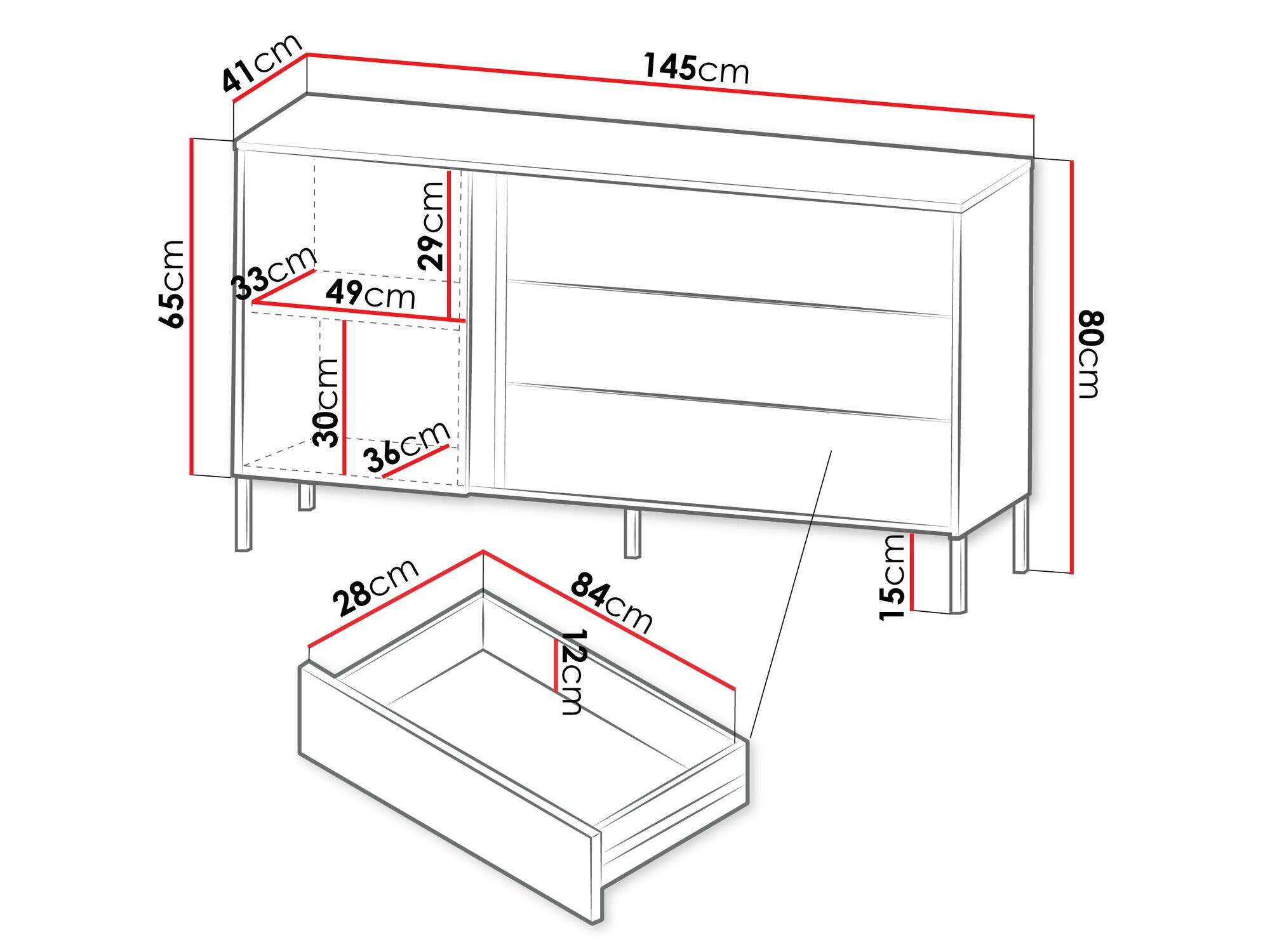Komód Lumiri 102 (Tölgy + Fekete)