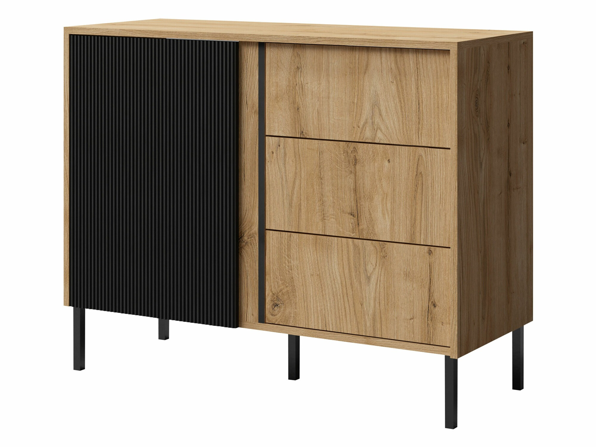 Komód Lumiri 104 (Tölgy + Fekete)