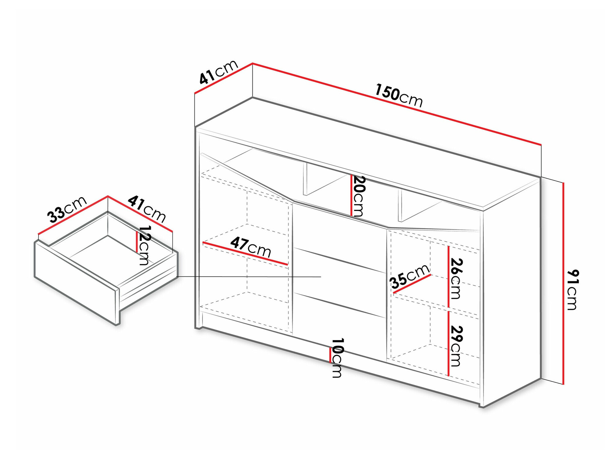 Komód Tenreme 102 (Tölgy + Fekete)