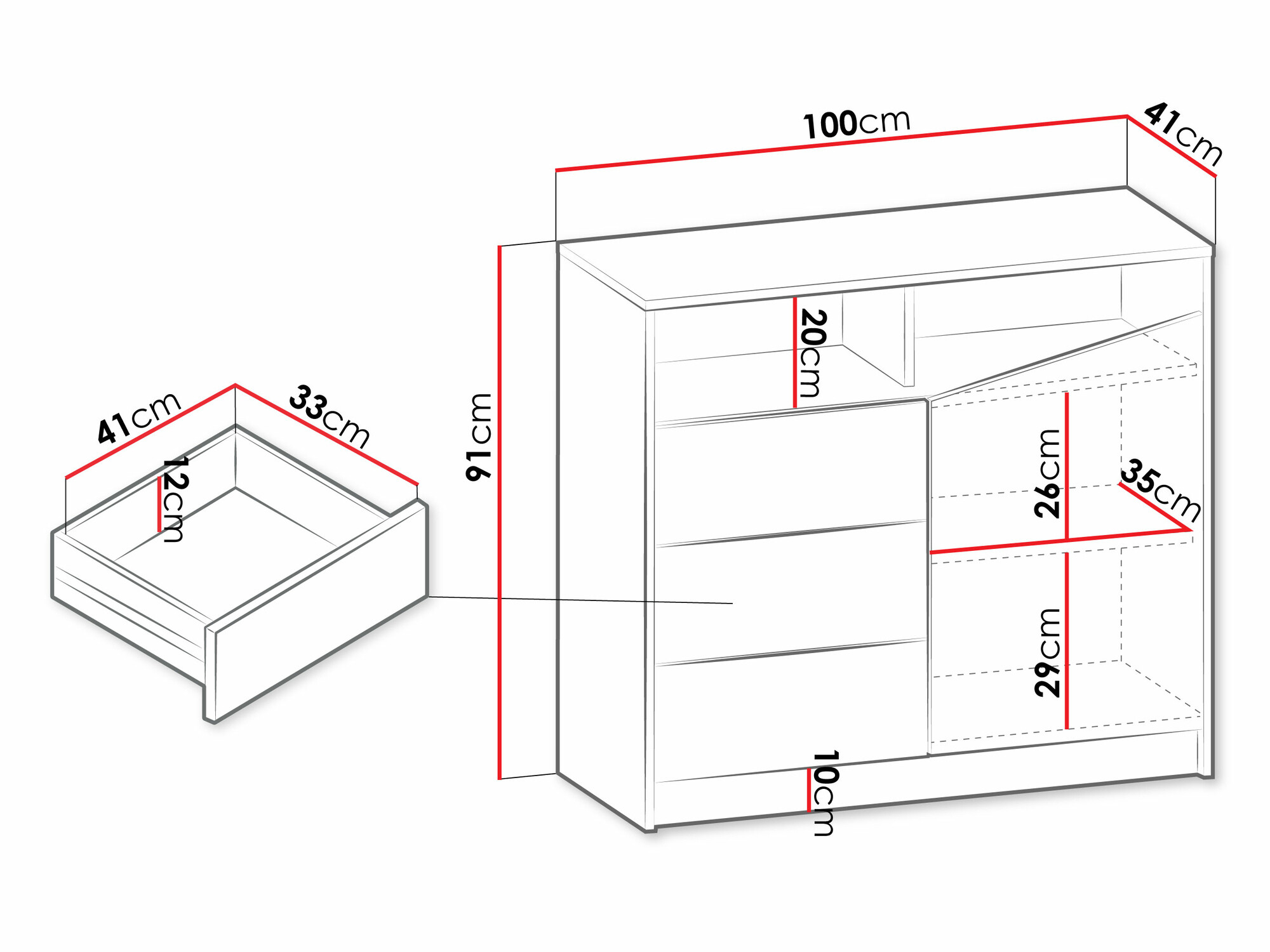 Komód Tenreme 104 (Bézs + Tölgy)