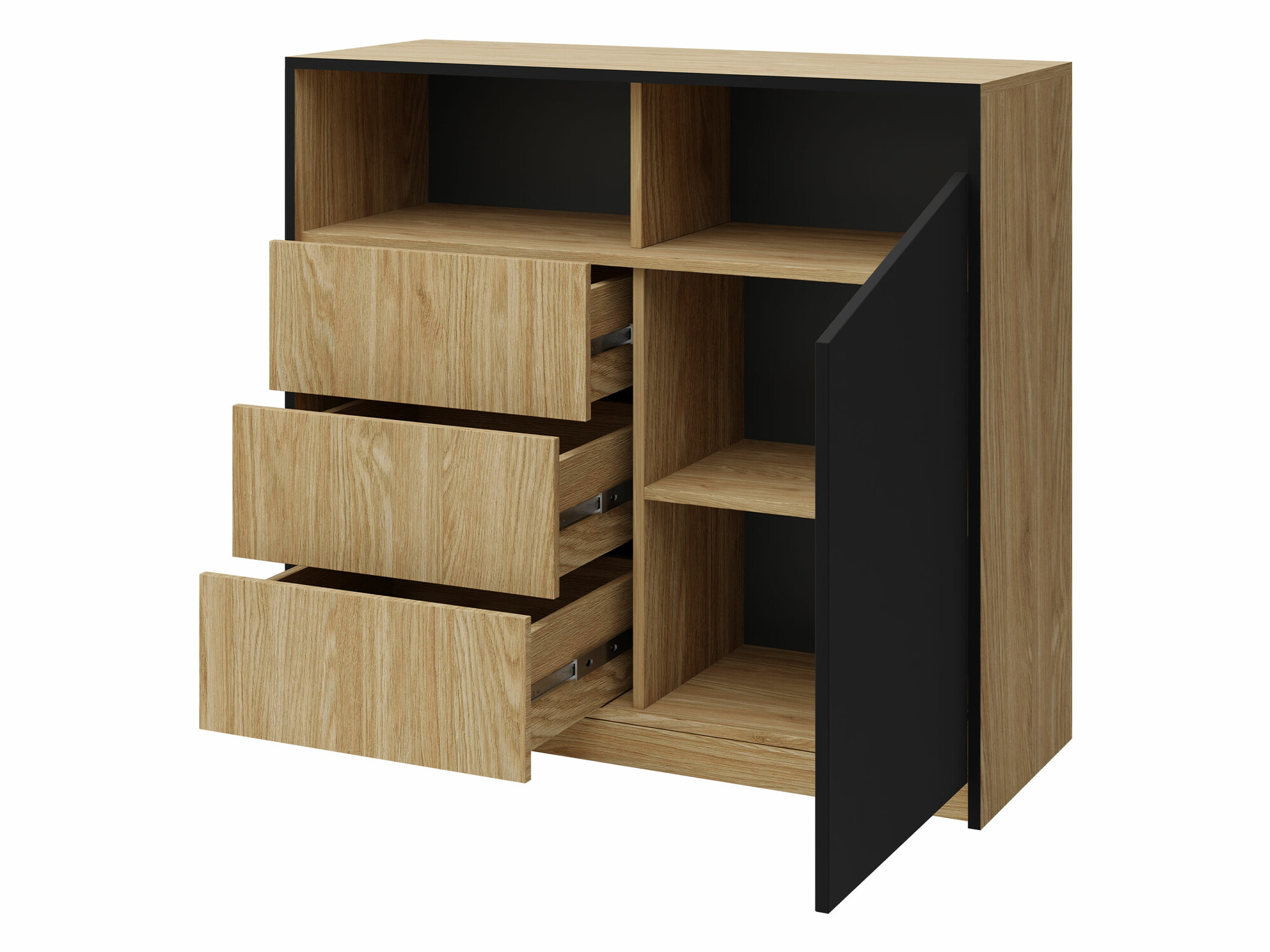 Komód Tenreme 104 (Tölgy + Fekete)