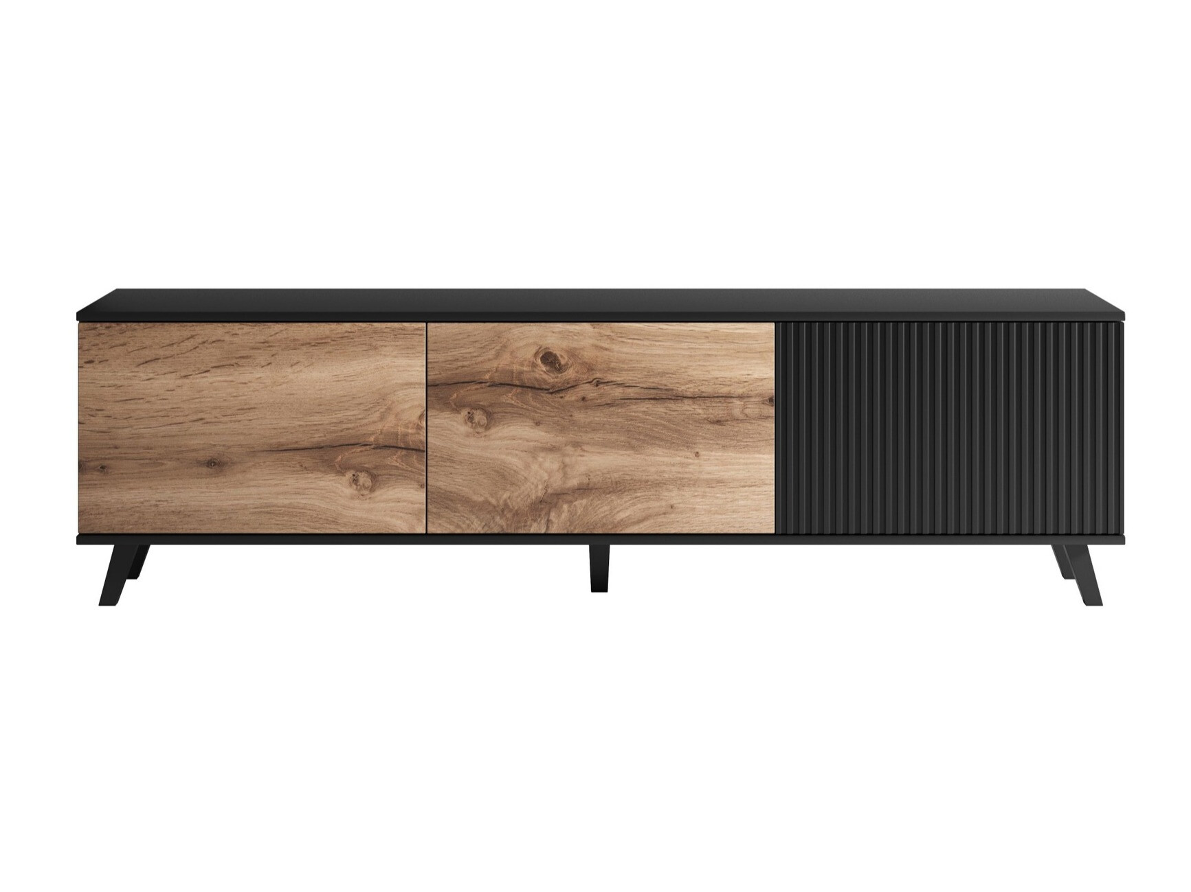 TV-állvány Luelia 115 (Fekete + Wotan tölgy)