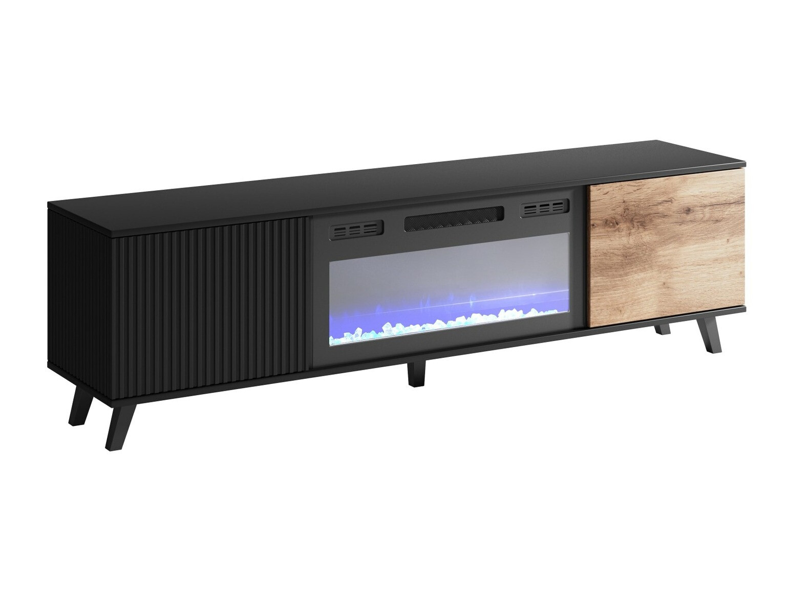 TV-állvány Luelia 121 (Fekete + Wotan tölgy)