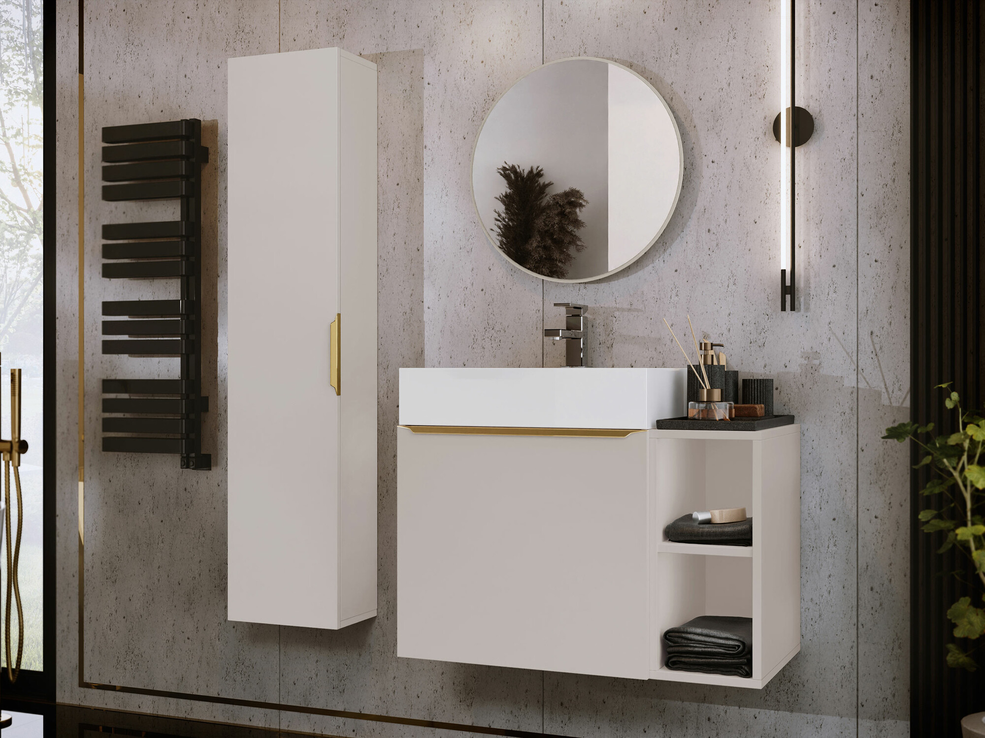 Fürdőszoba garnitúra Comfivo 406 (Kasmír + Aranysárga)