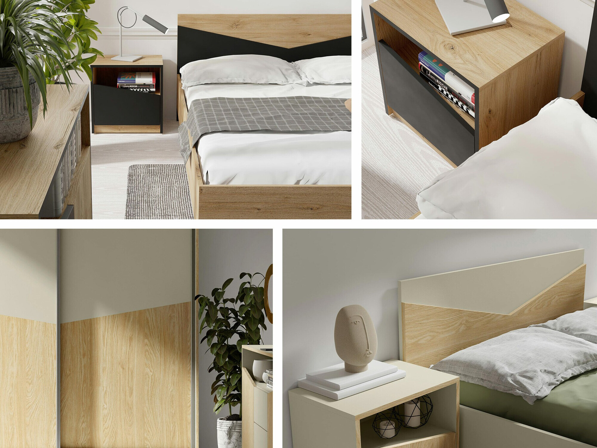 Éjjeliszekrény Tenreme 106 (Tölgy + Fekete)