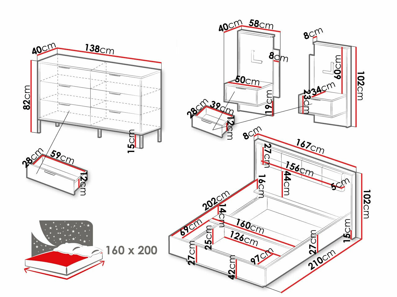 Hálószoba garnitúra Flodale 104