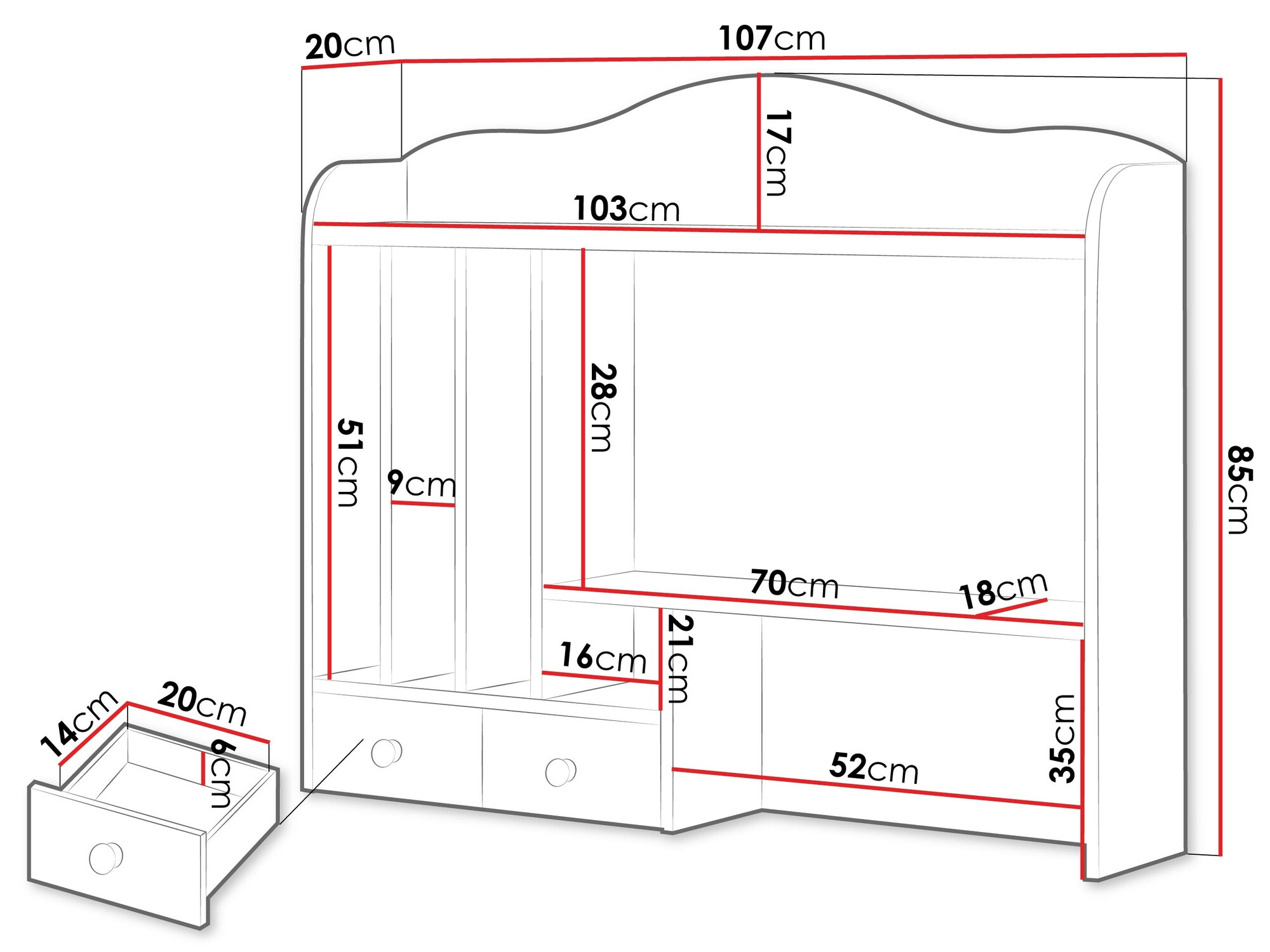 Könyvespolc Romelbo 121