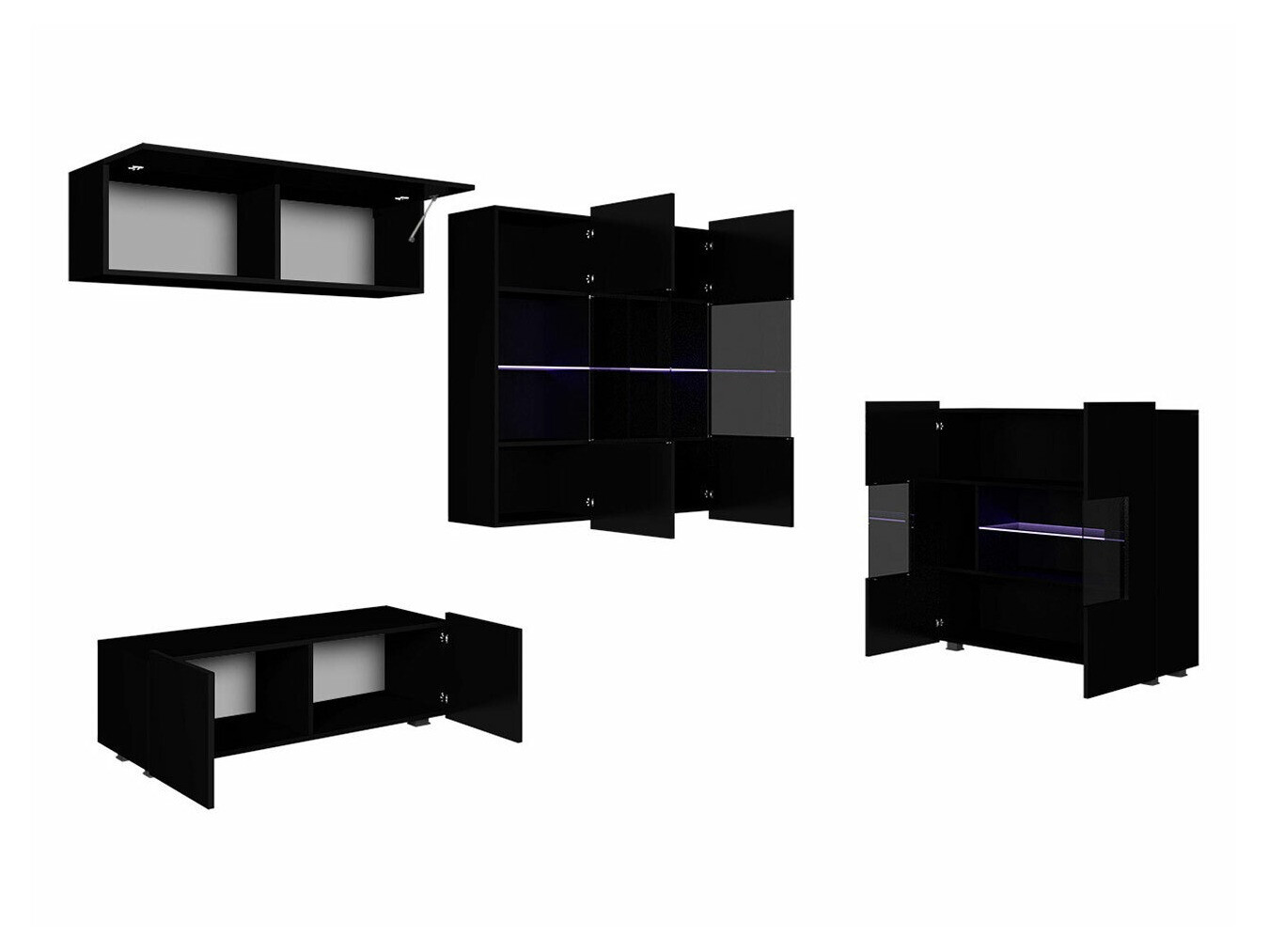 Nappali szett Tivdalu 115 (Fekete + Fényes fekete)