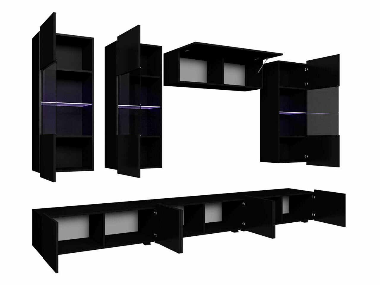 Nappali szett Tivdalu 121 (Fehér + Fényes fehér + Fekete + Fényes fekete)