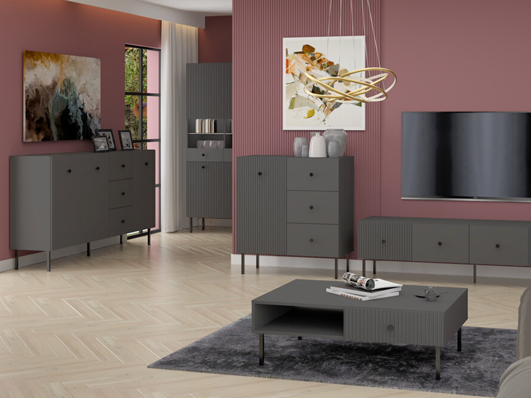 Komód Etliva 102 (Antracit)