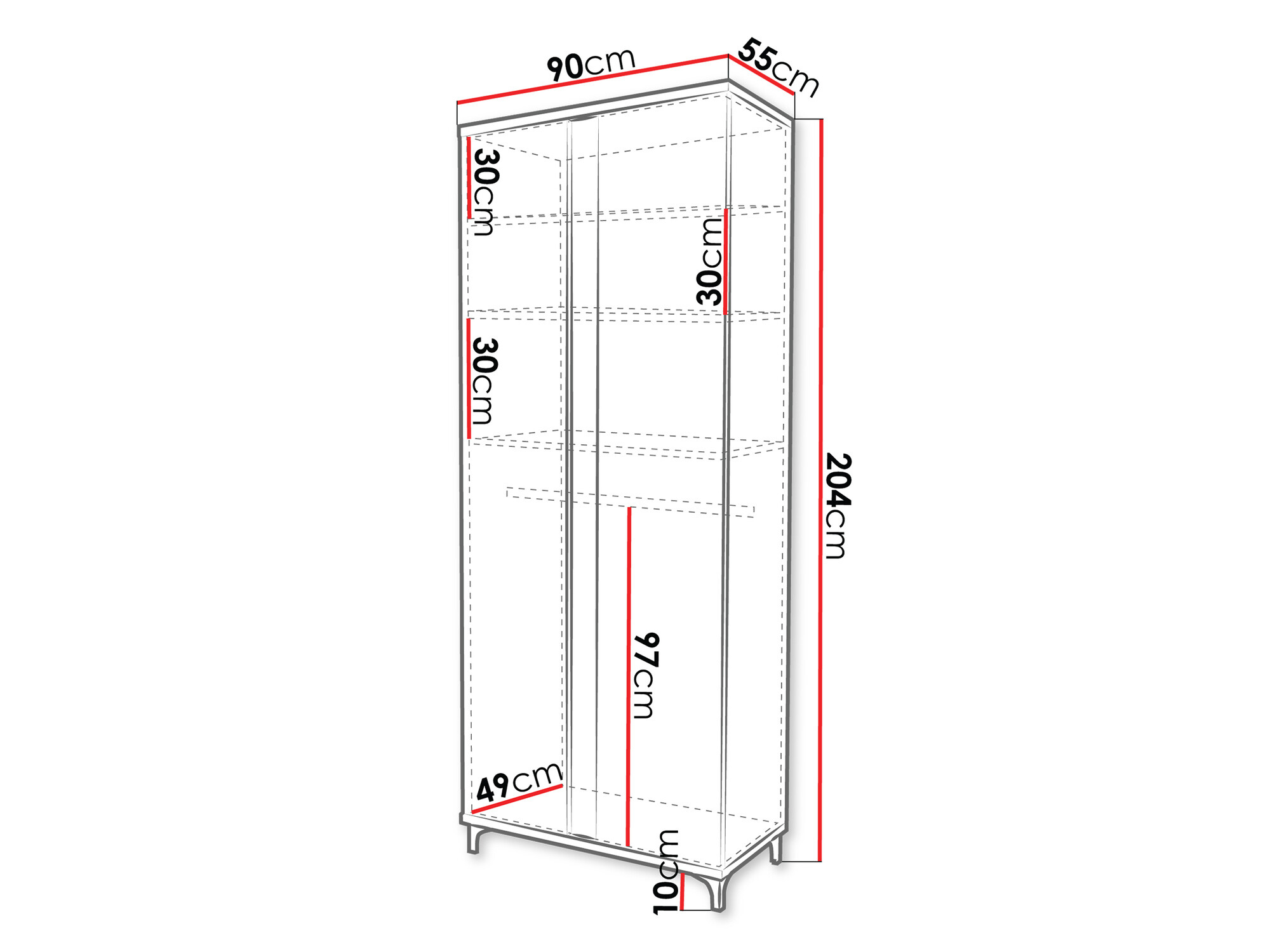 Gardróbszekrény Livseri 114 (Fehér + Fényes fehér + Világos fa)