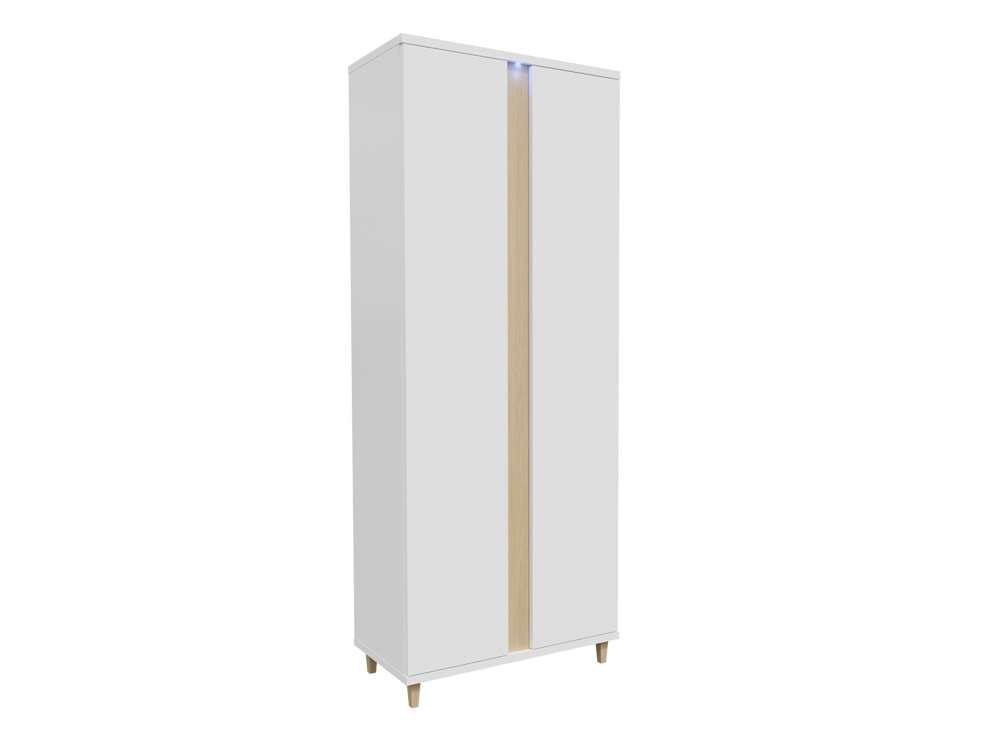 Gardróbszekrény Livseri 114 (Fehér + Fényes fehér + Világos fa)