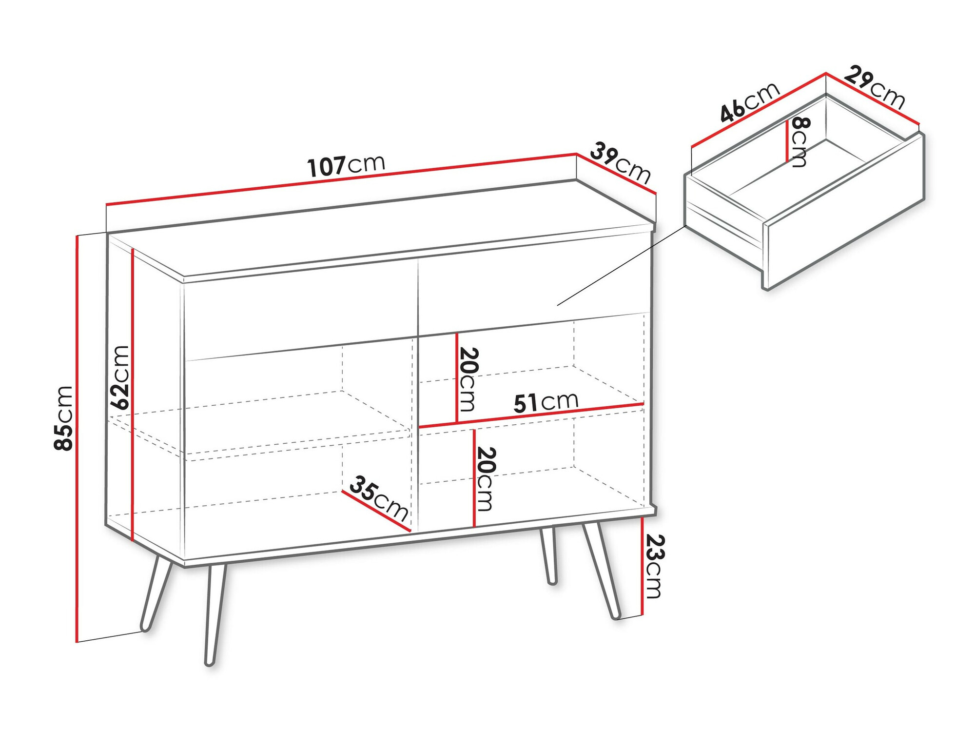 Komód Felduno 105 (Fekete + Aranysárga)