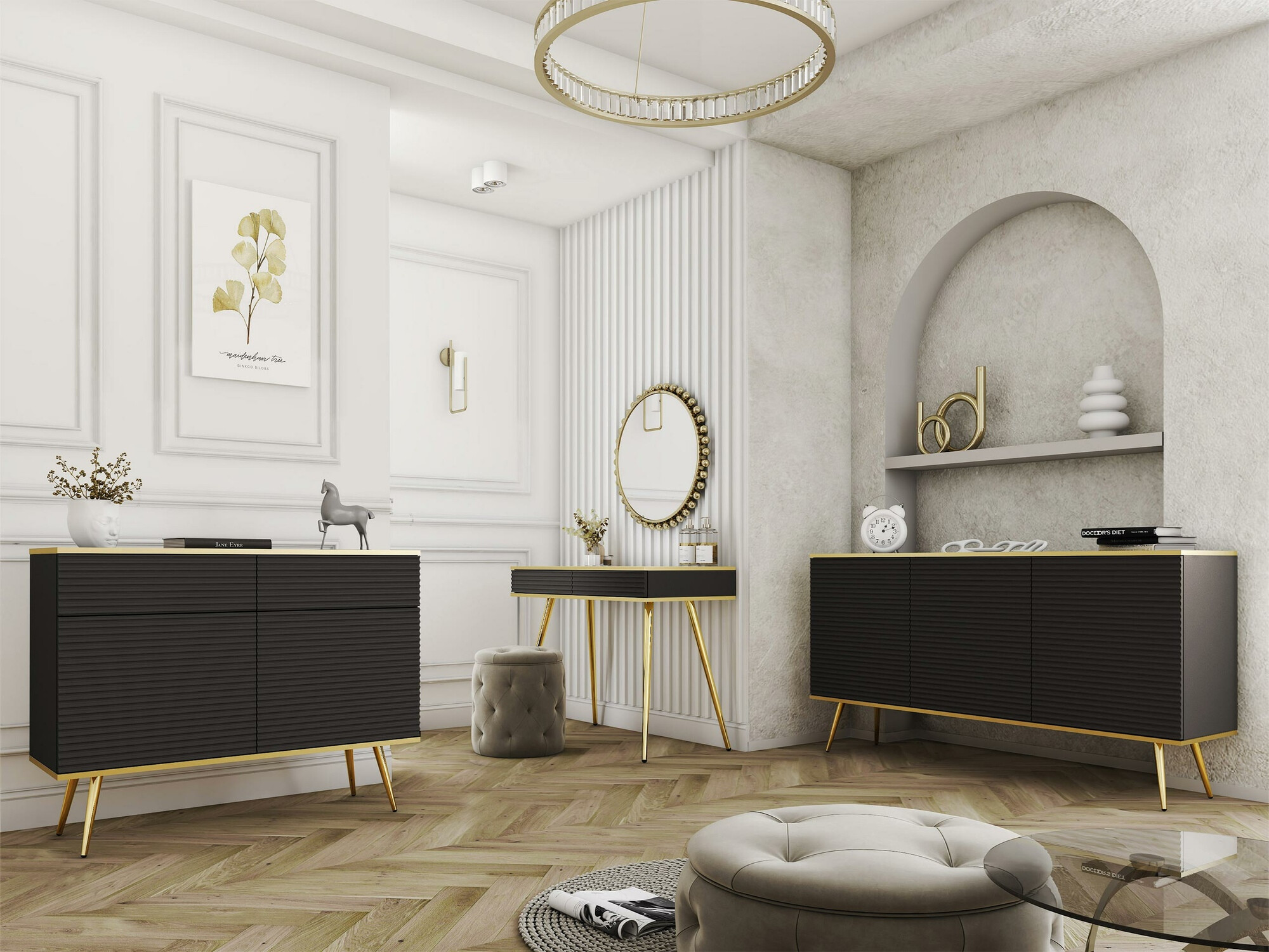 Komód Felduno 105 (Fekete + Aranysárga)