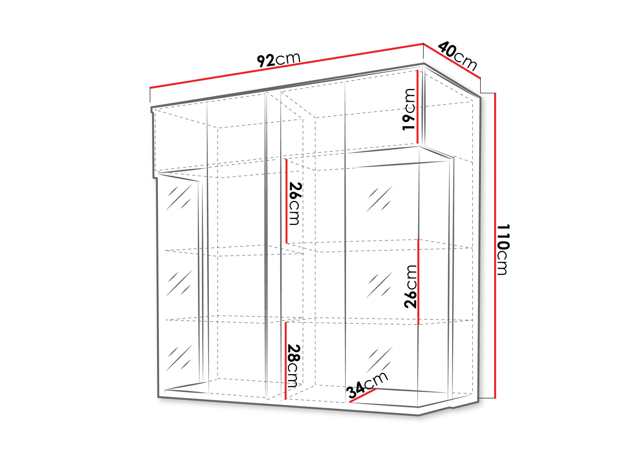 Szekrény Livseri 104 (Fehér + Fényes fehér + Világos fa)