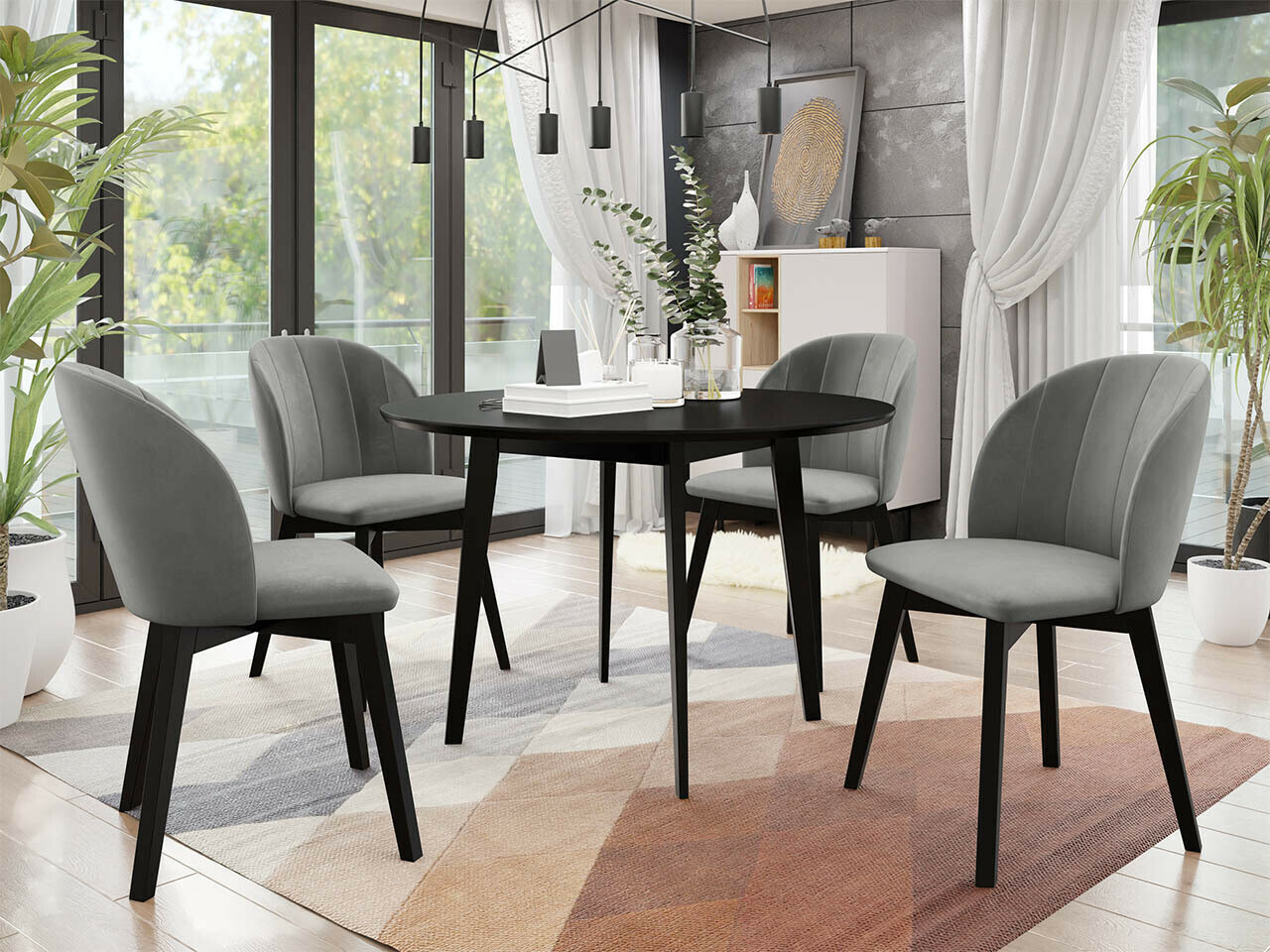 Étkezőgarnitúra Racine 136 (Fekete)