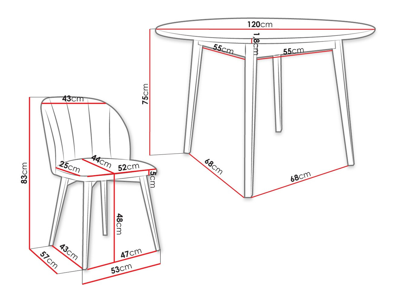 Étkezőgarnitúra Racine 136 (Fekete)