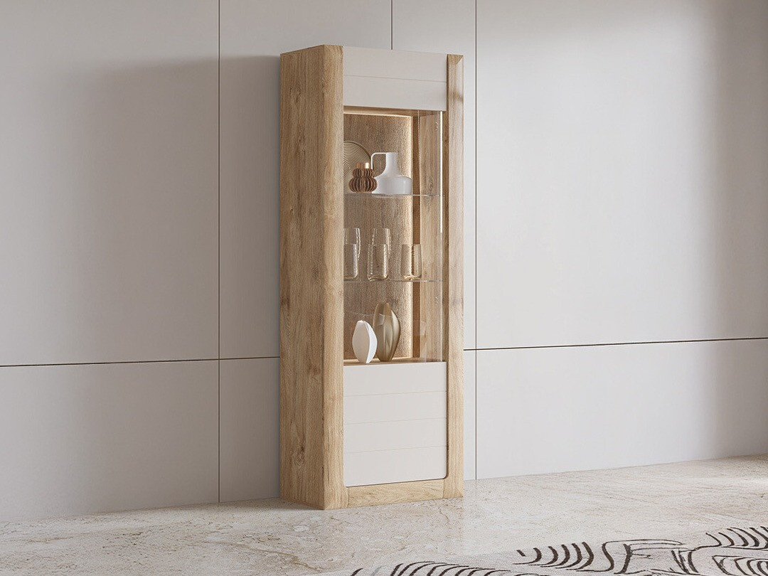 Könyvespolc Sovera 101 (Arany tölgy + Világosszürke)