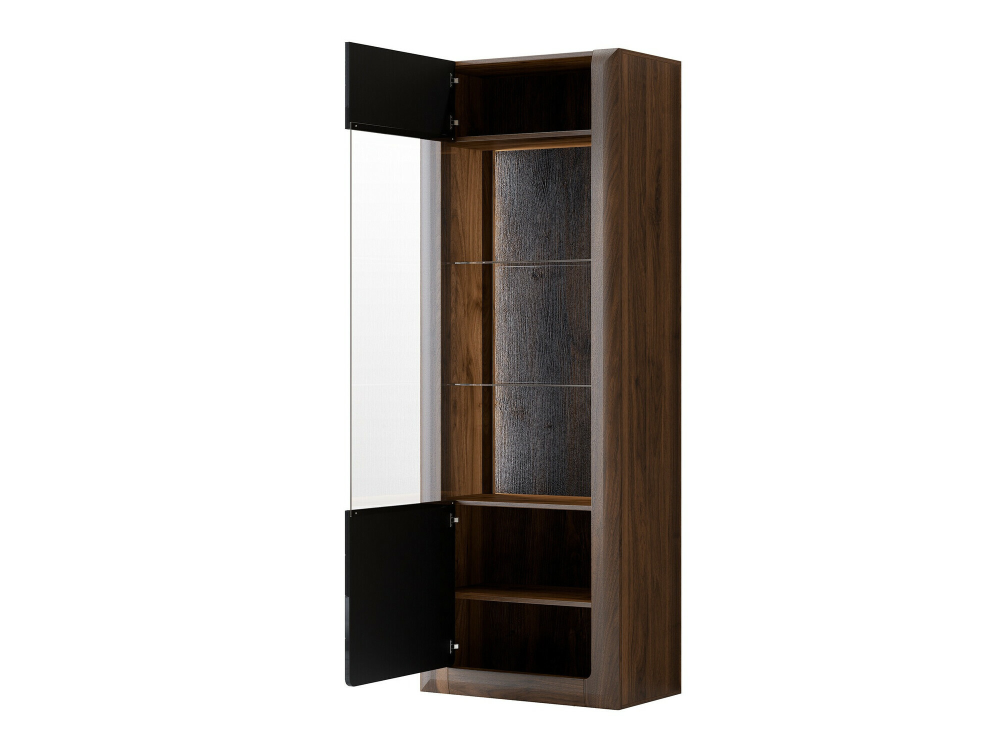 Könyvespolc Sovera 101 (Dió + Fényes fekete)