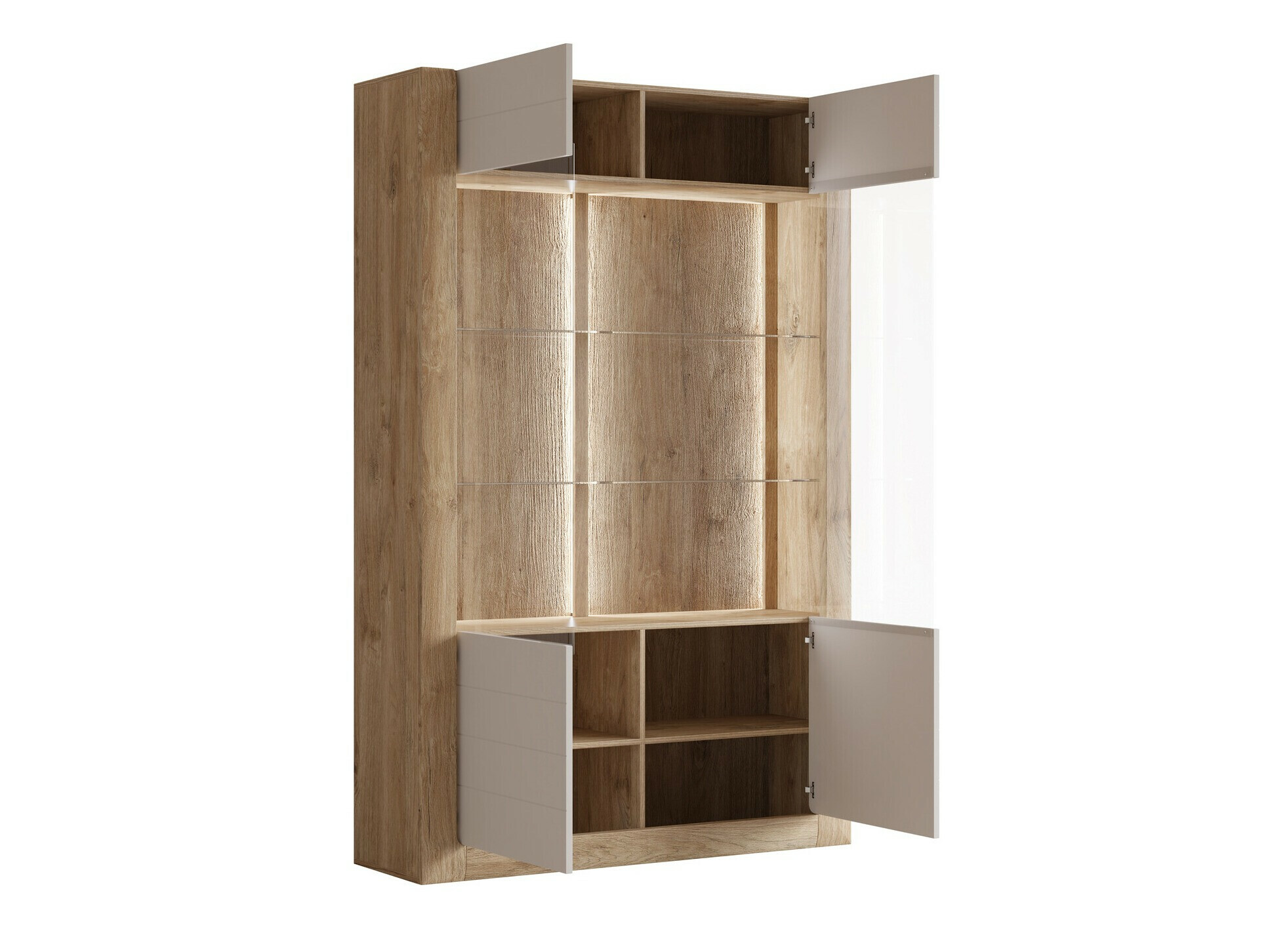 Könyvespolc Sovera 102 (Arany tölgy + Világosszürke)