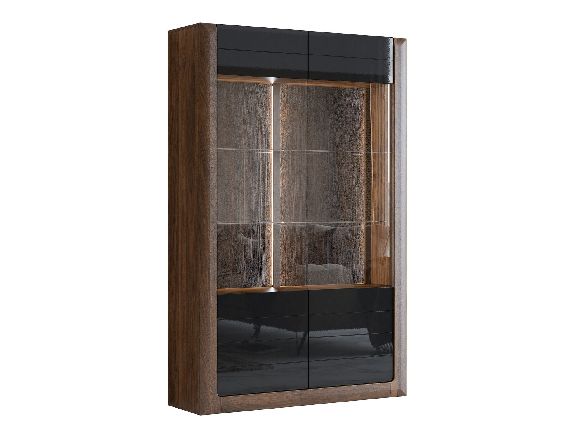 Könyvespolc Sovera 102 (Dió + Fényes fekete)