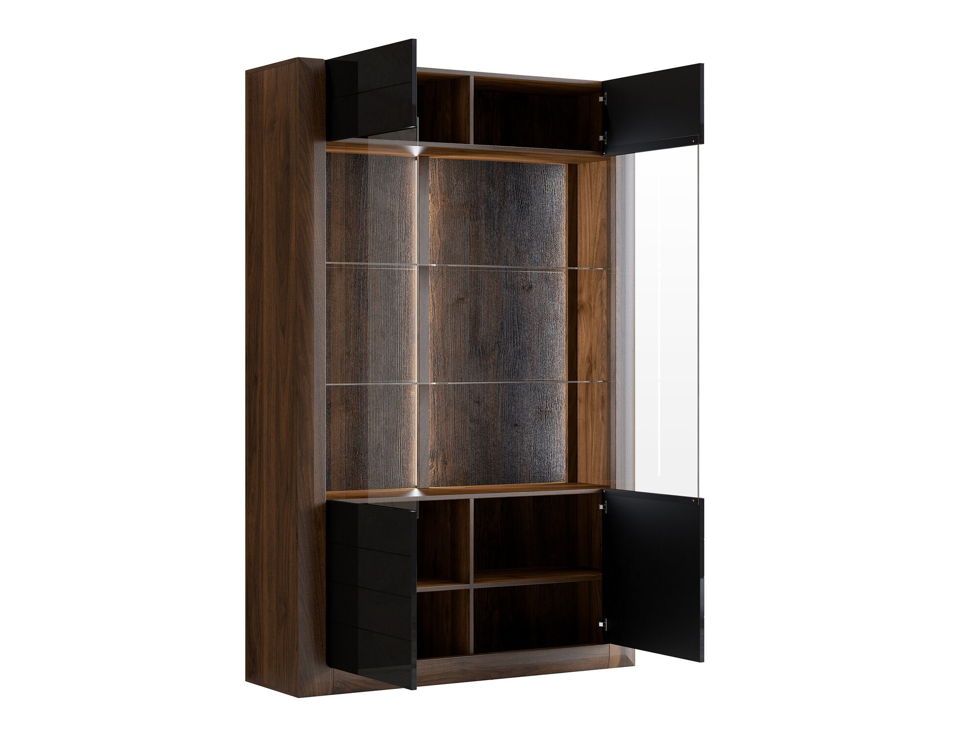 Könyvespolc Sovera 102 (Dió + Fényes fekete)