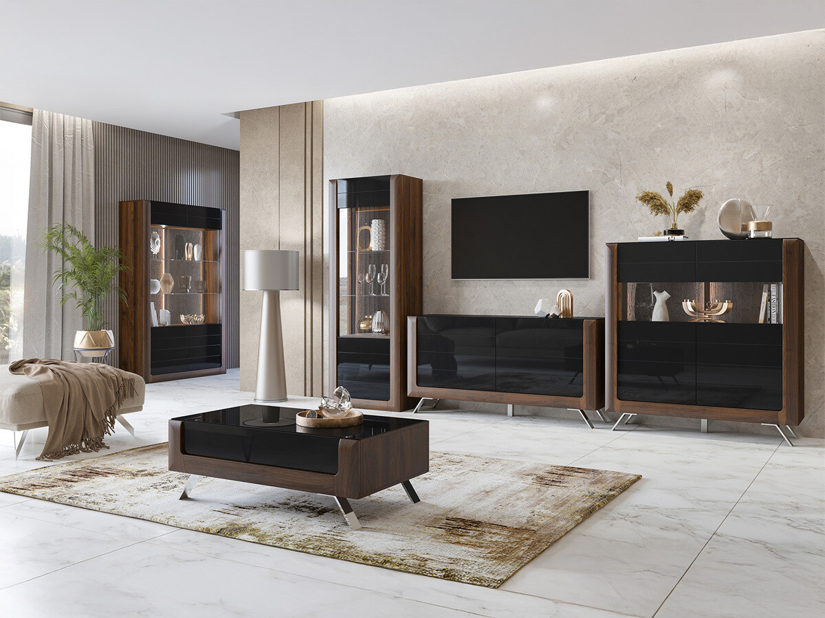 Dohányzóasztal Sovera 108 (Dió + Fényes fekete)