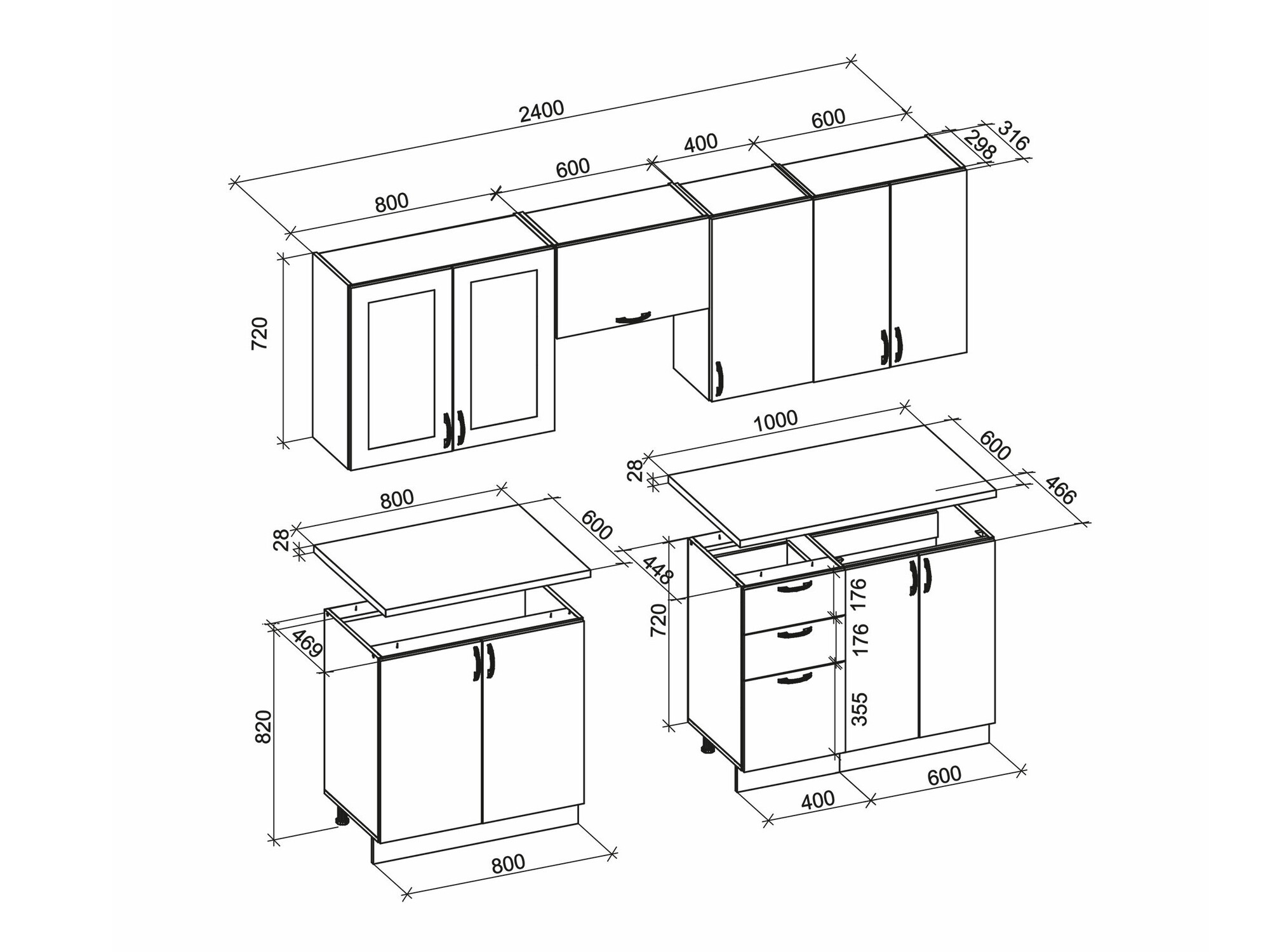 Konyhabútor Houston 1877 (Fehér)
