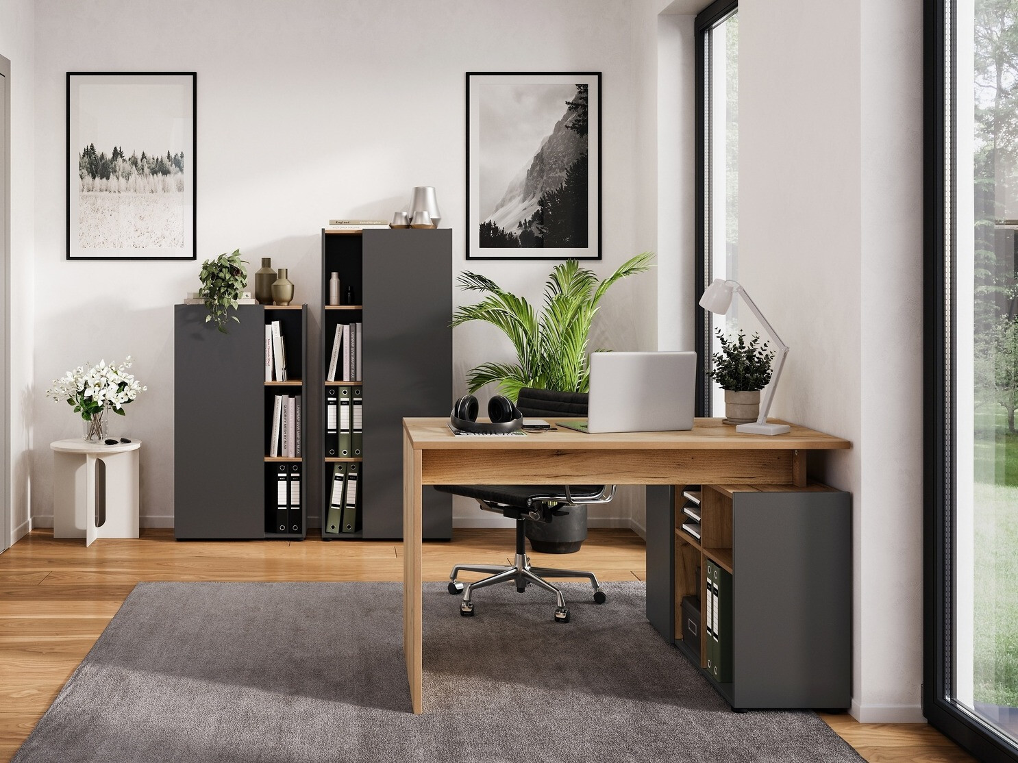 Otthoni iroda készlet Evarsoa 105 (Grafit + Navarra tölgy)
