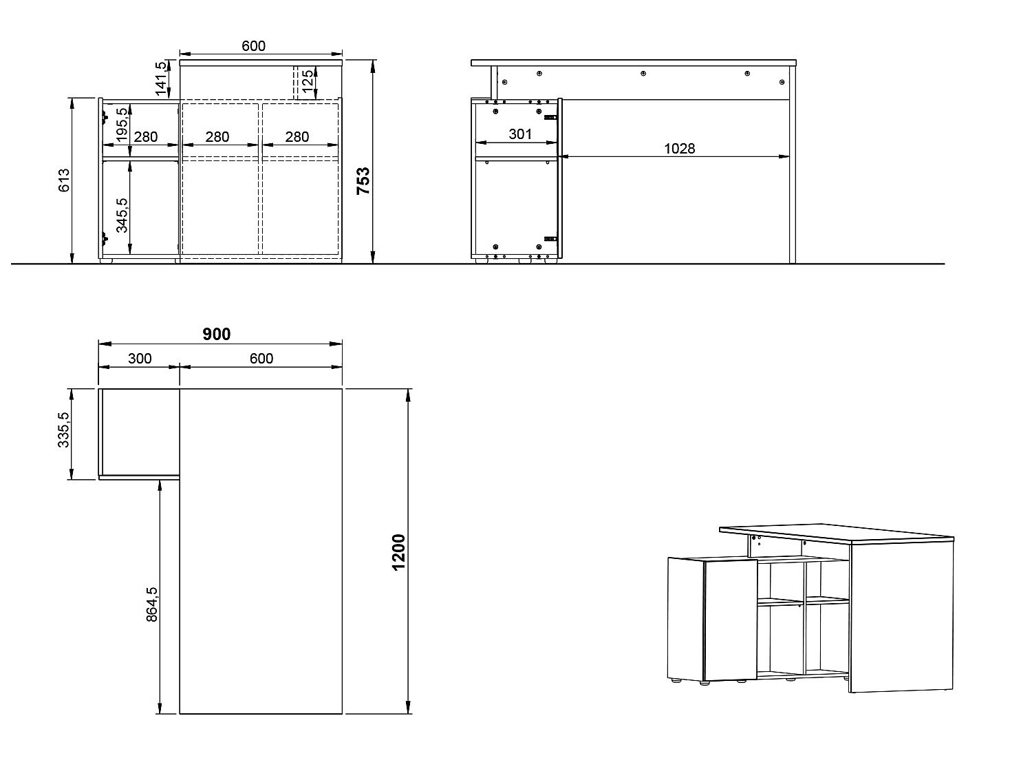 Otthoni iroda készlet Evarsoa 105 (Grafit + Navarra tölgy)