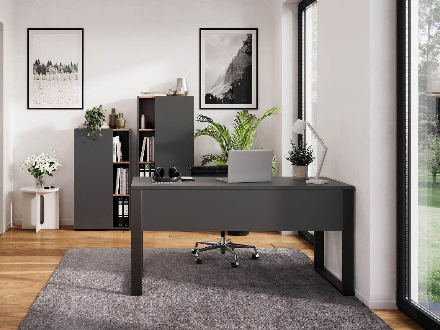 Otthoni iroda készlet Evarsoa 106 (Grafit + Navarra tölgy)