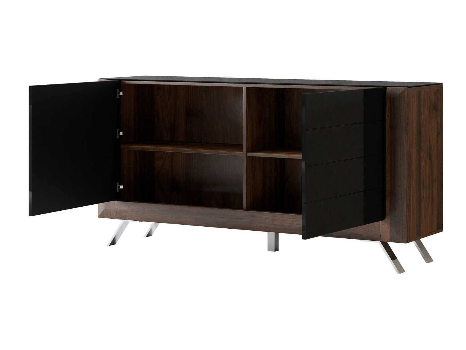 Szekrény Sovera 107 (Dió + Fényes fekete)