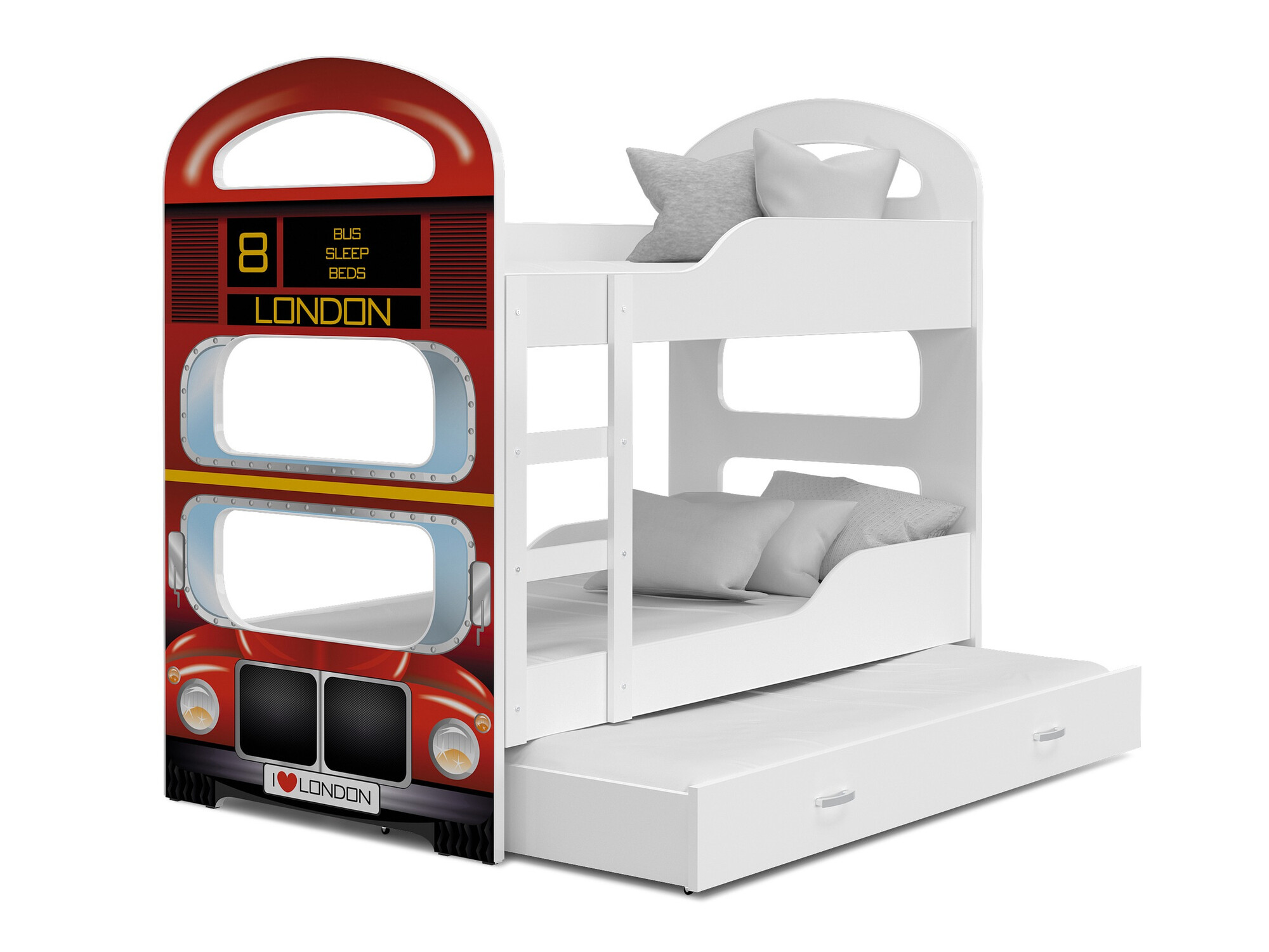 Emeletes ágy Aurora 116 (Fehér + Piros)