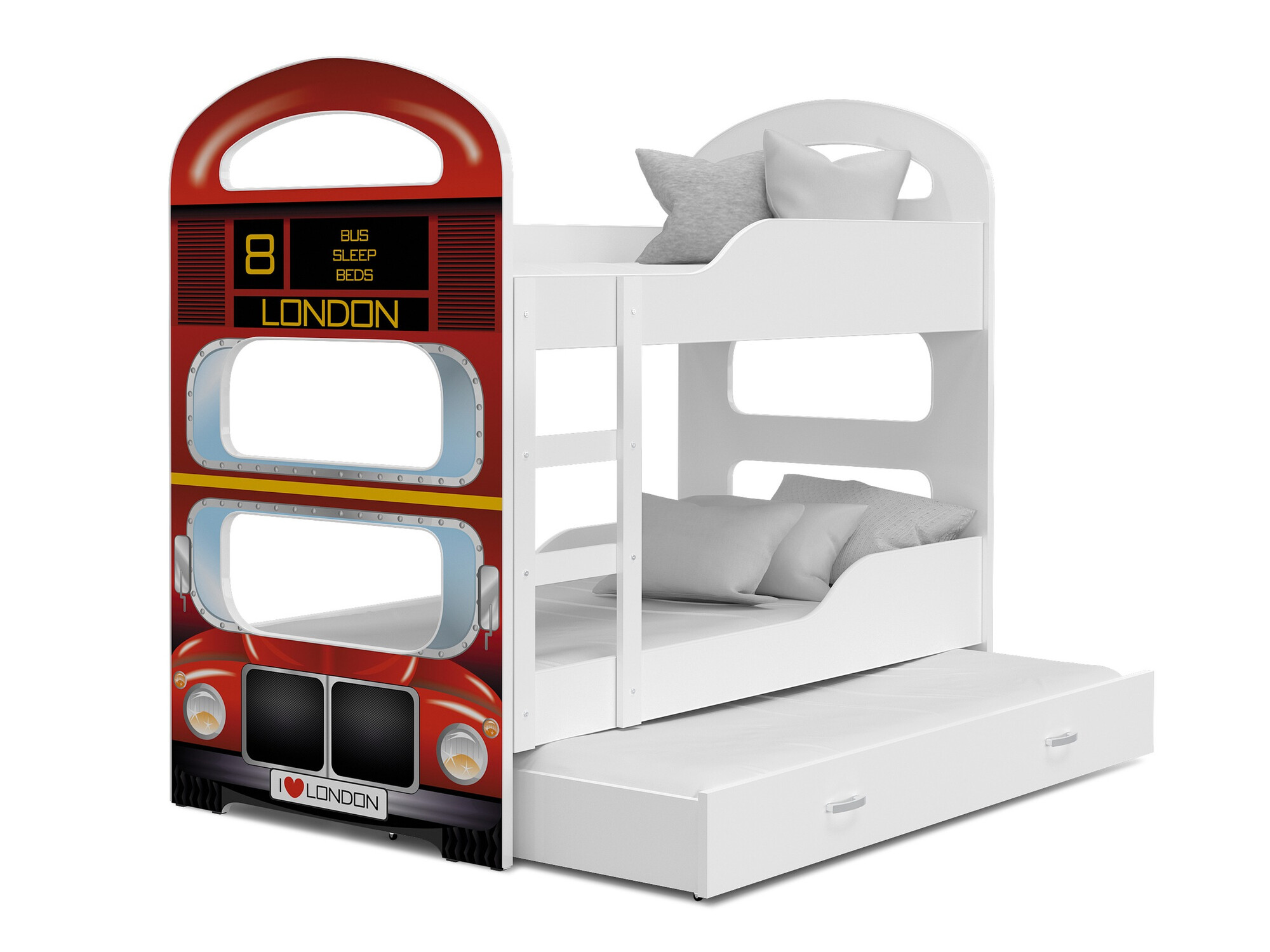 Emeletes ágy Aurora 116 (Fehér + Piros)