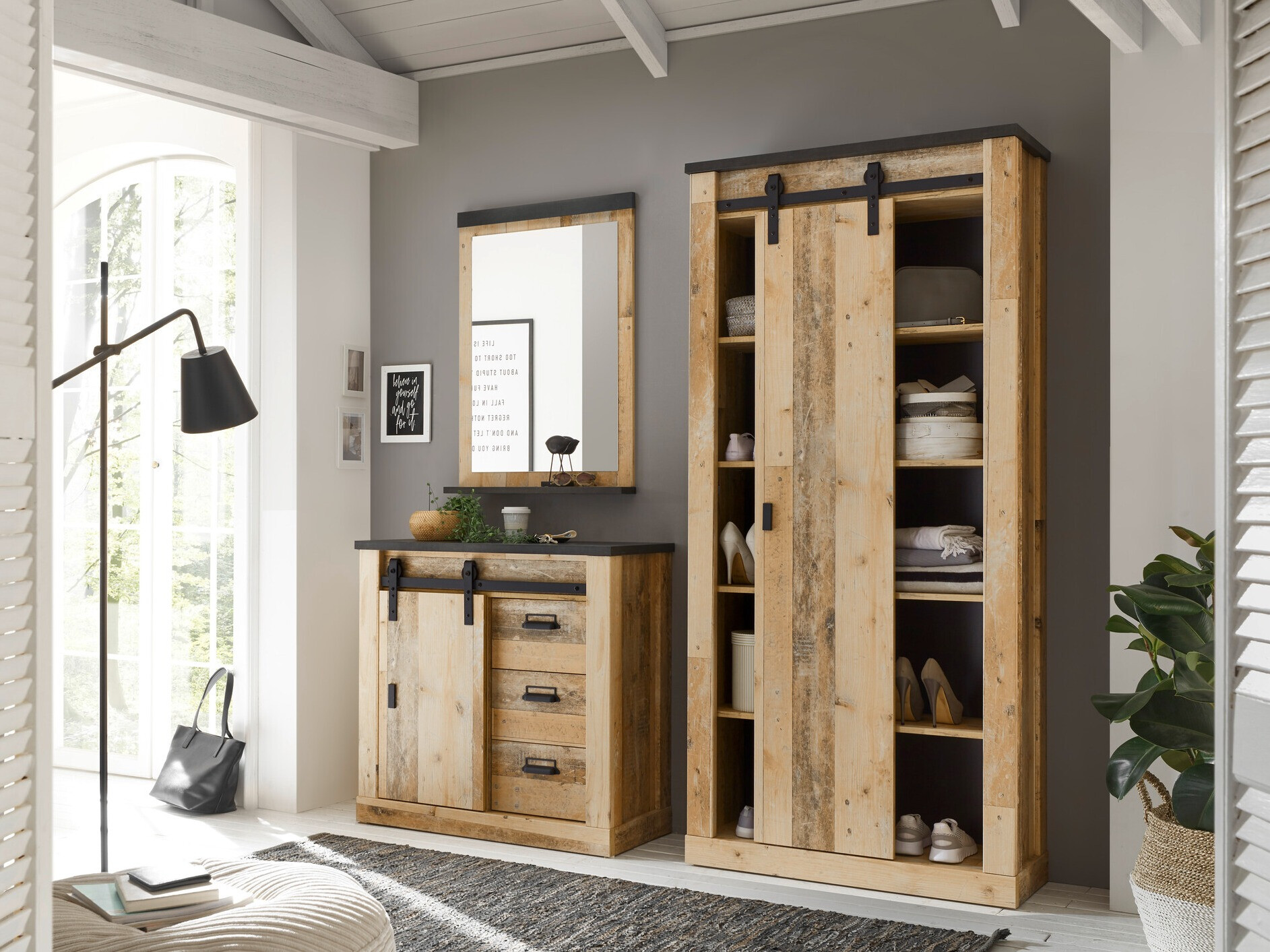 Előszoba garnitúra Cirtale 129 (Érett tölgy + Antracit)