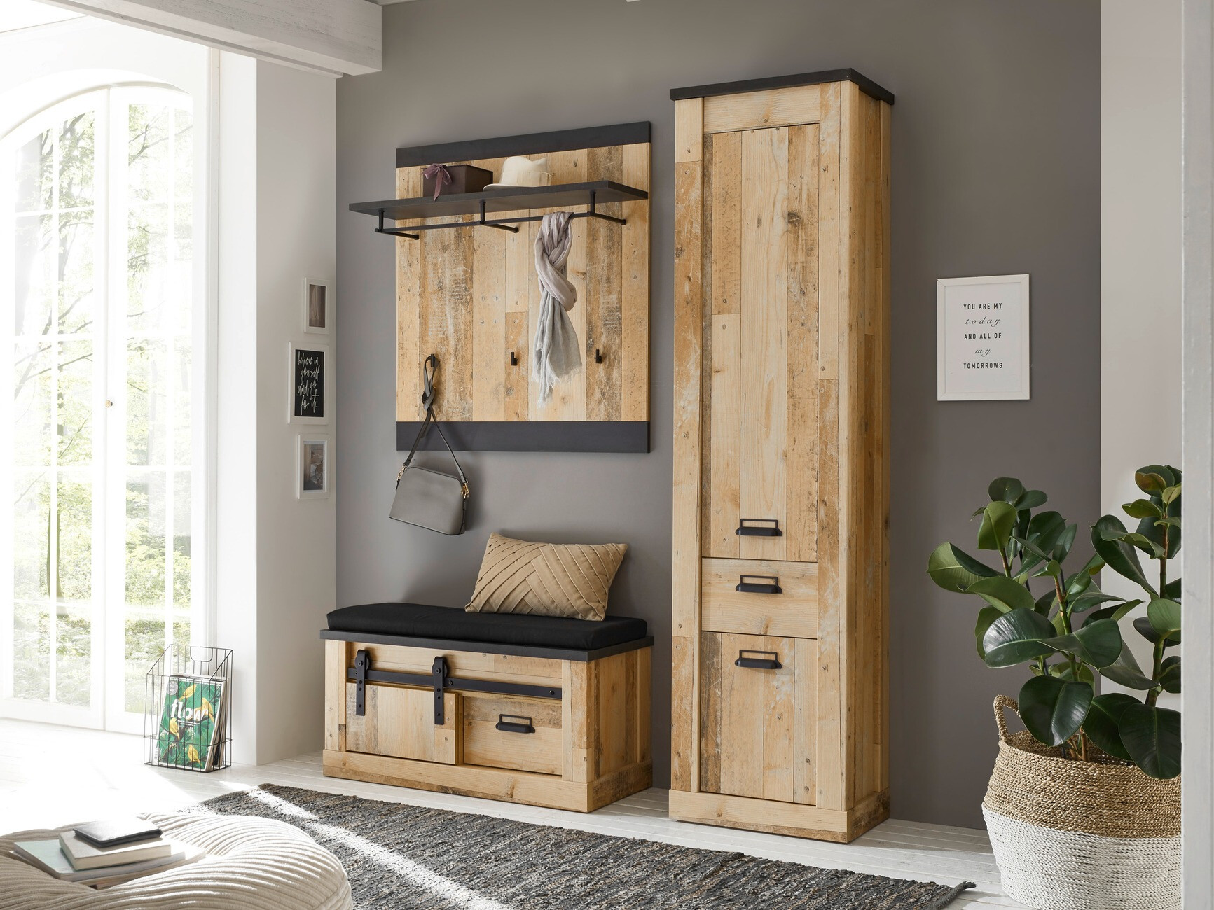 Előszoba garnitúra Cirtale 130 (Érett tölgy + Antracit)