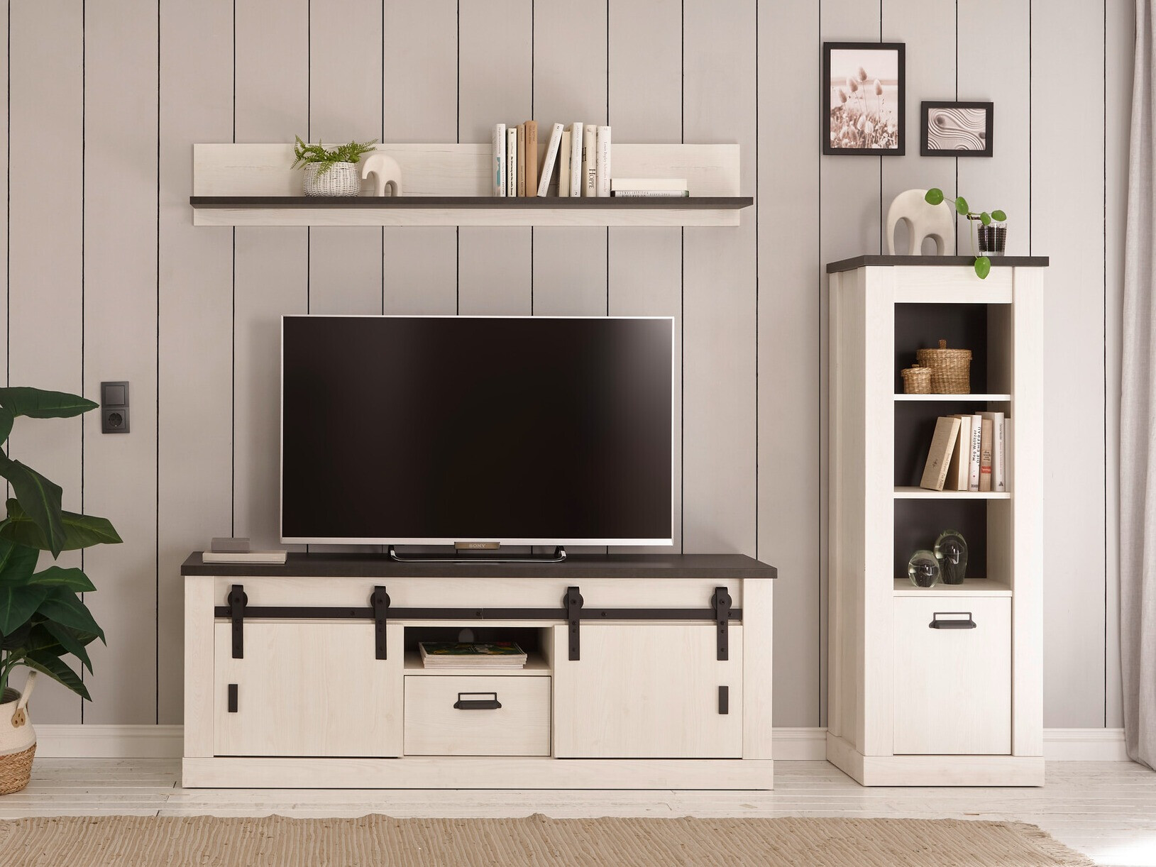 Nappali szett Cirtale 131 (Fehérített fenyő + Antracit)