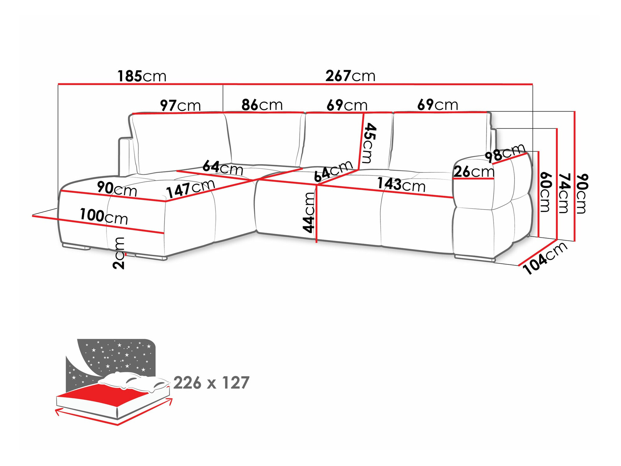 Sarokkanapé Lincoln 198 (Artico Acél)