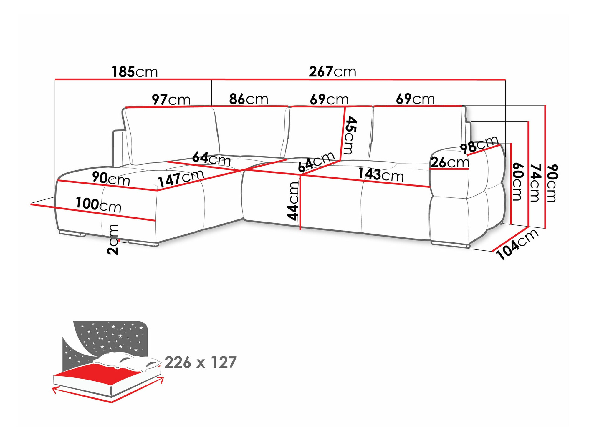 Sarokkanapé Lincoln 198 (Artico Bézs)