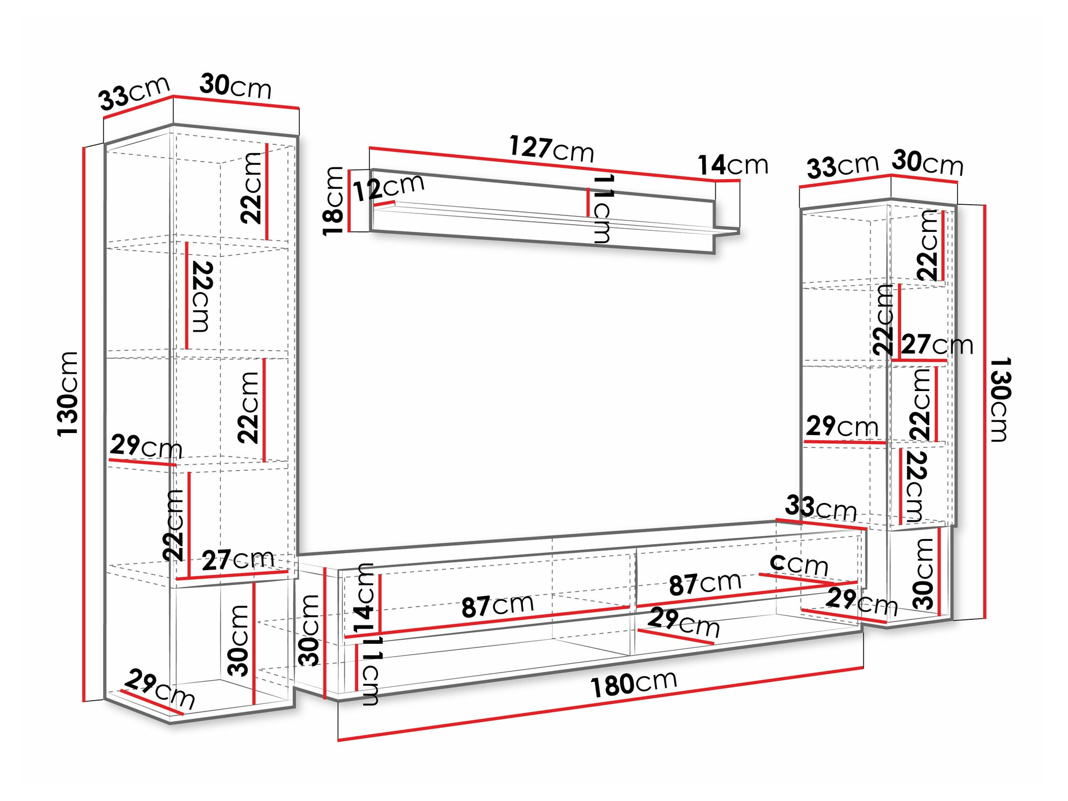 Nappali szett Sarasota 176 (Fehér + Fényes fehér)